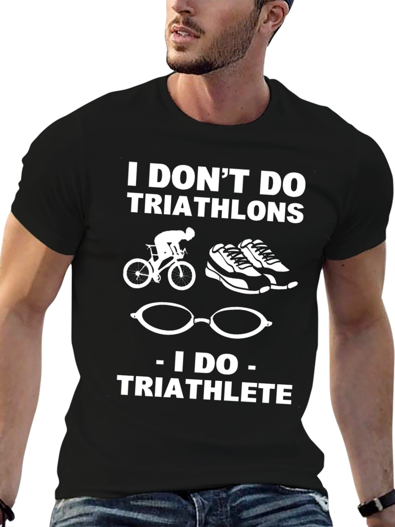 Triathlete Graphic Tee - Black Cotton T-Shirt