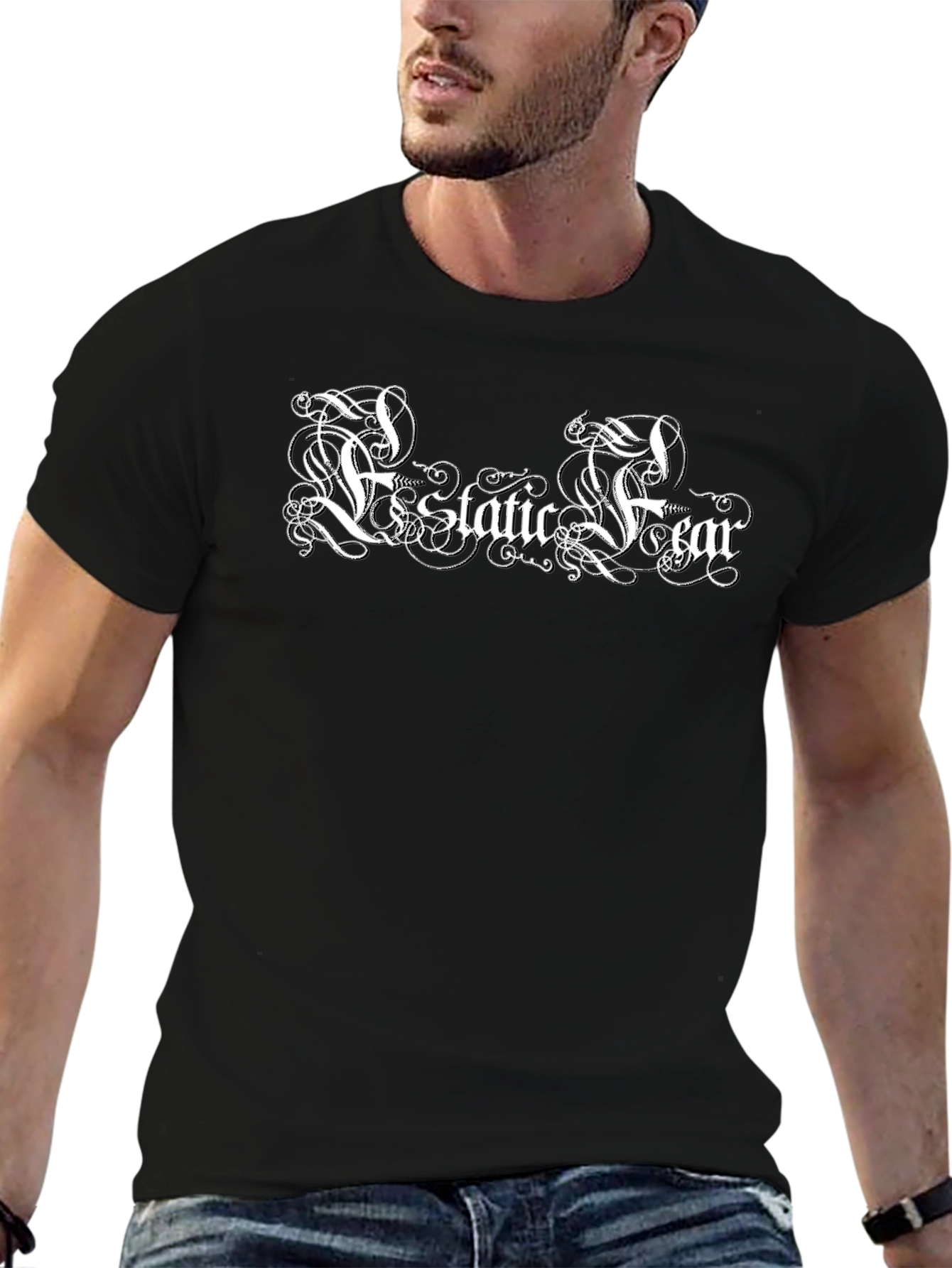 Ecstatic Fear Graphic Print Black T-Shirt