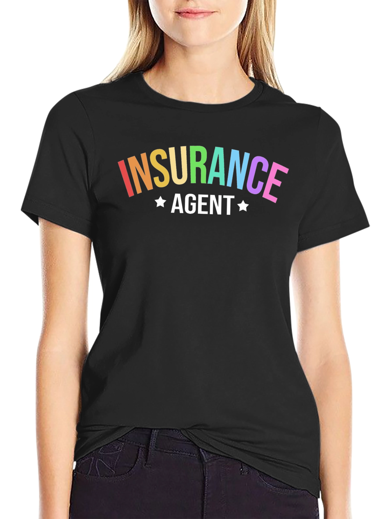 Rainbow Insurance Agent Black T-Shirt