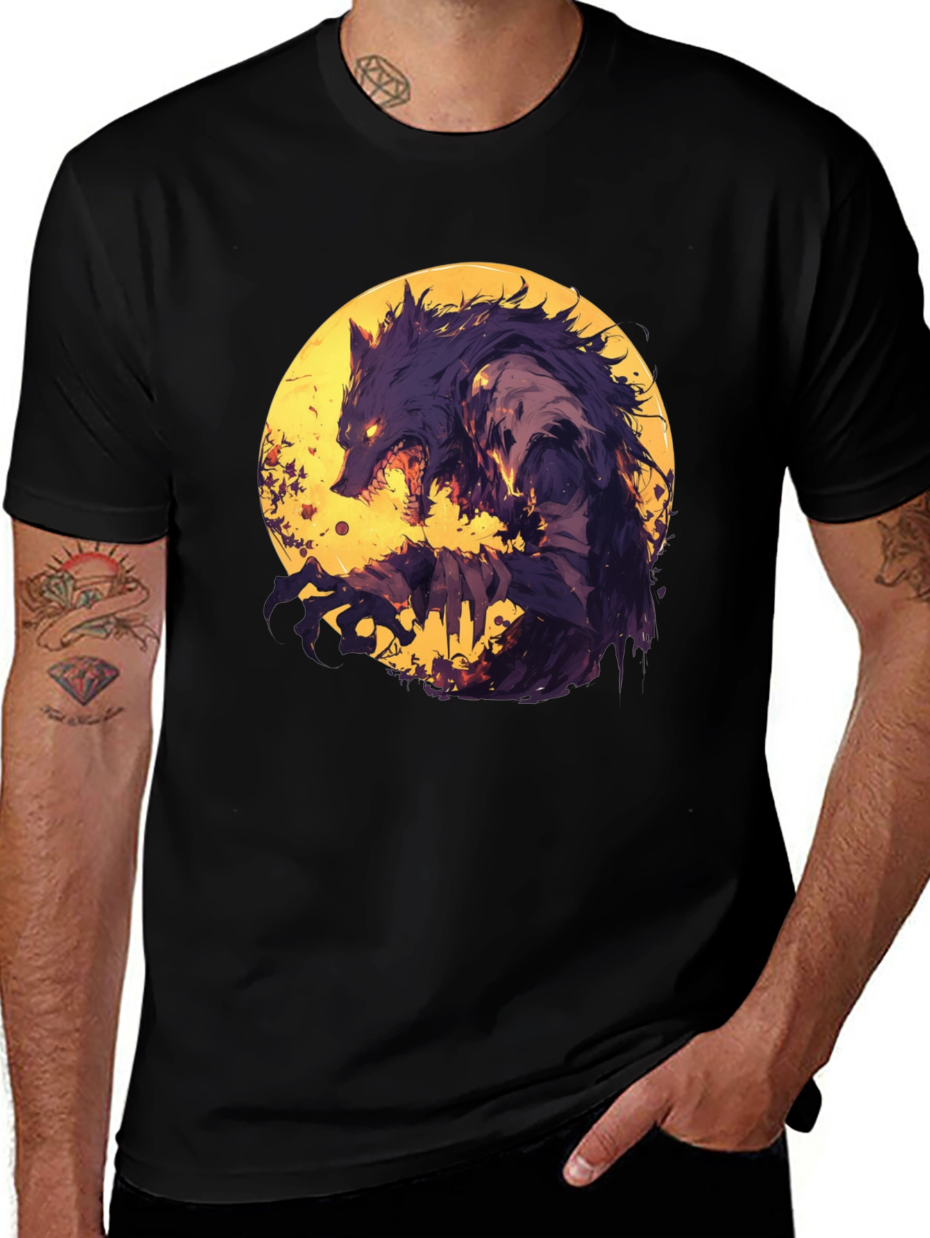 Werewolf Moon Graphic T-Shirt - Unique Design