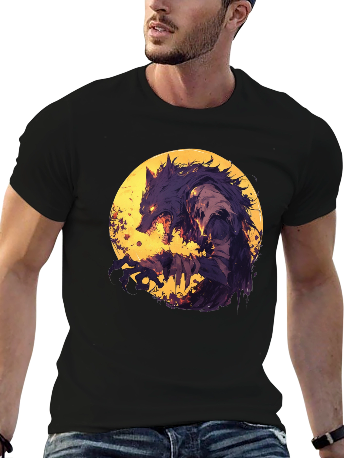 Werewolf Moon Graphic T-Shirt - Unique Design