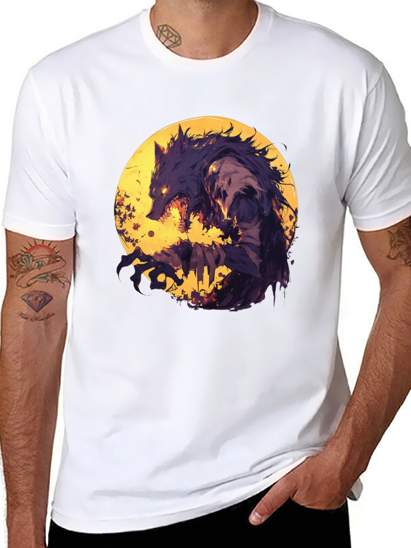 Werewolf Moon Graphic T-Shirt - Unique Design