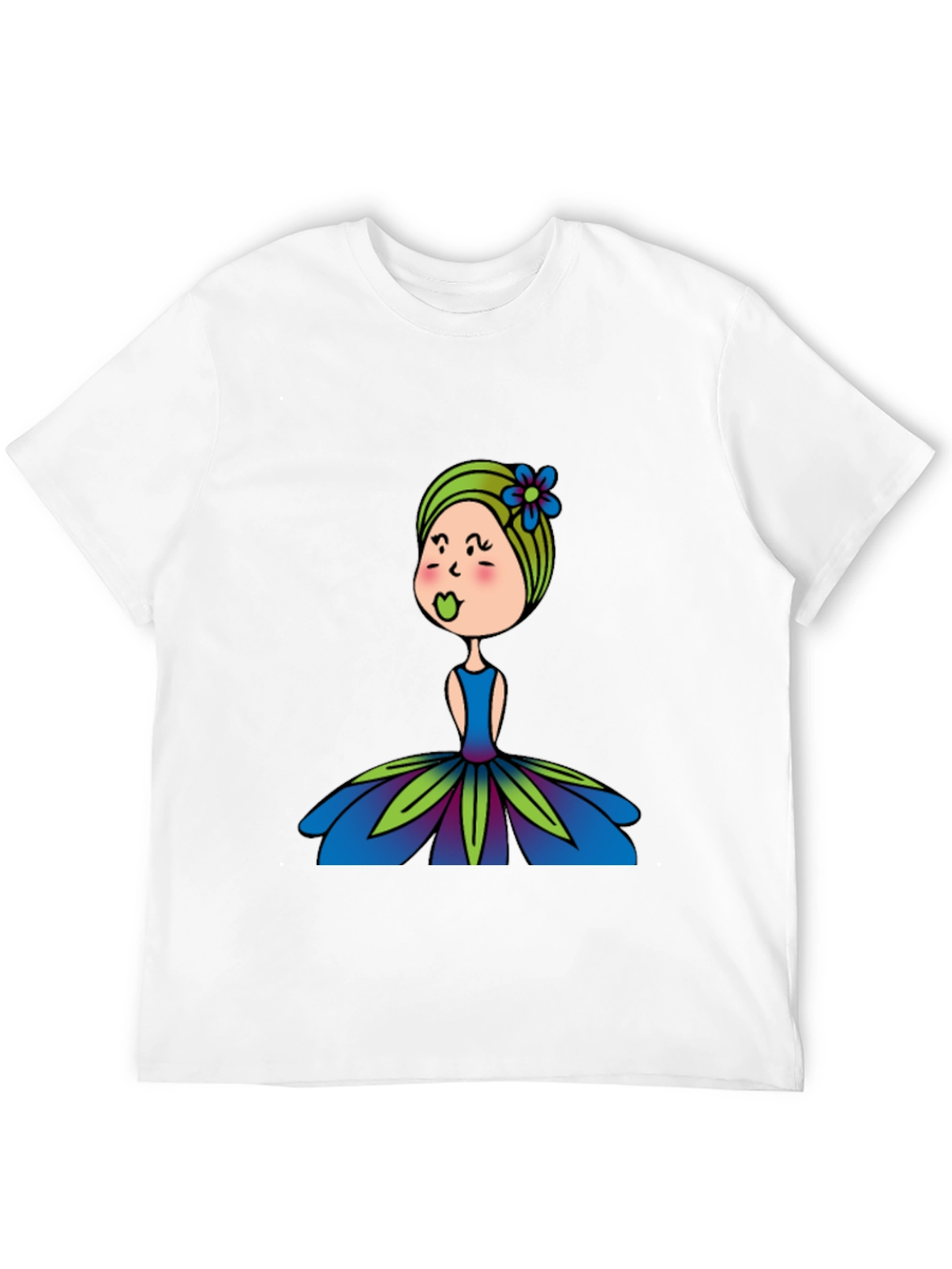 Cute Girl Flower Dress Graphic Black T-Shirt