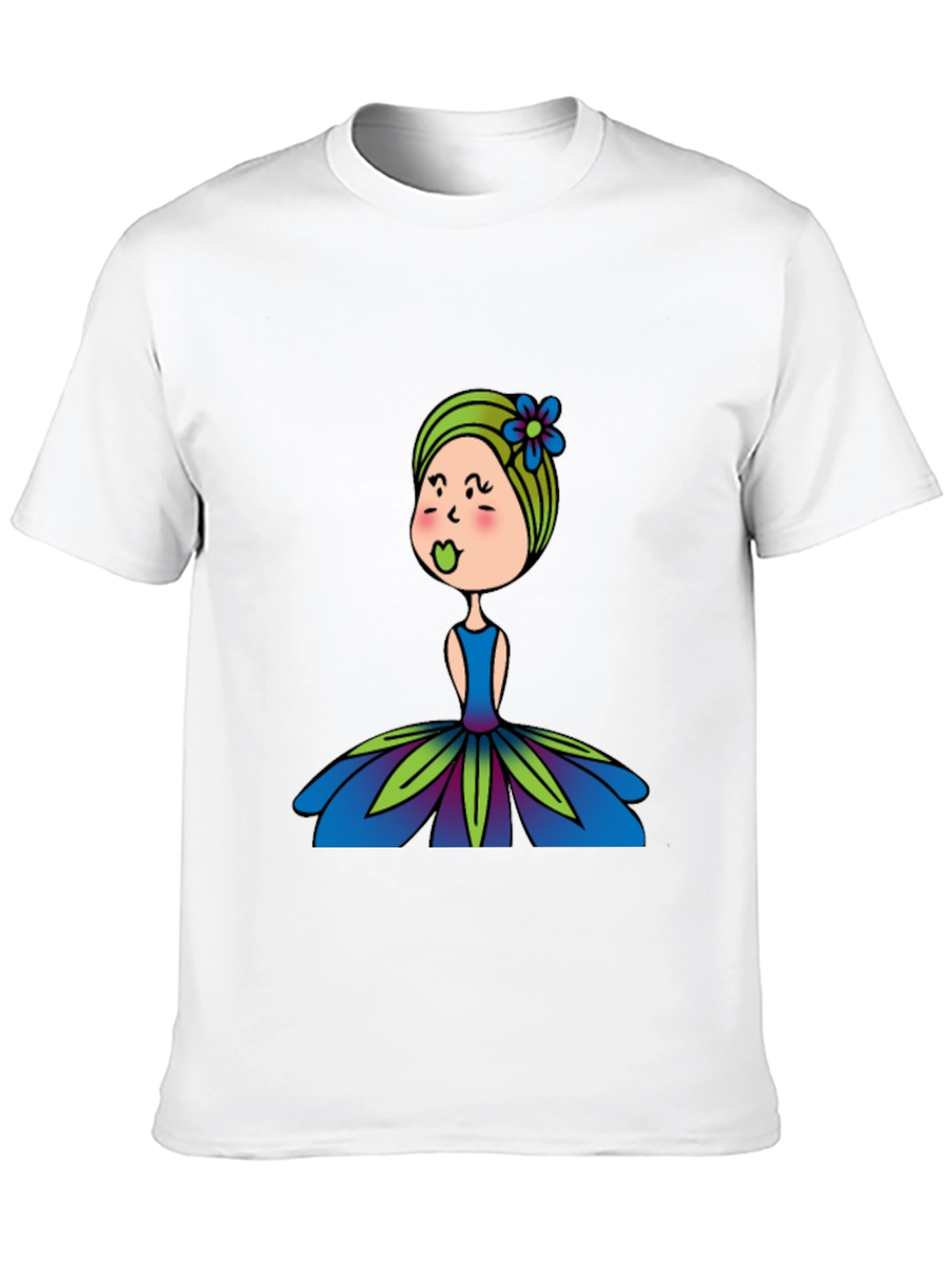 Cute Girl Flower Dress Graphic Black T-Shirt