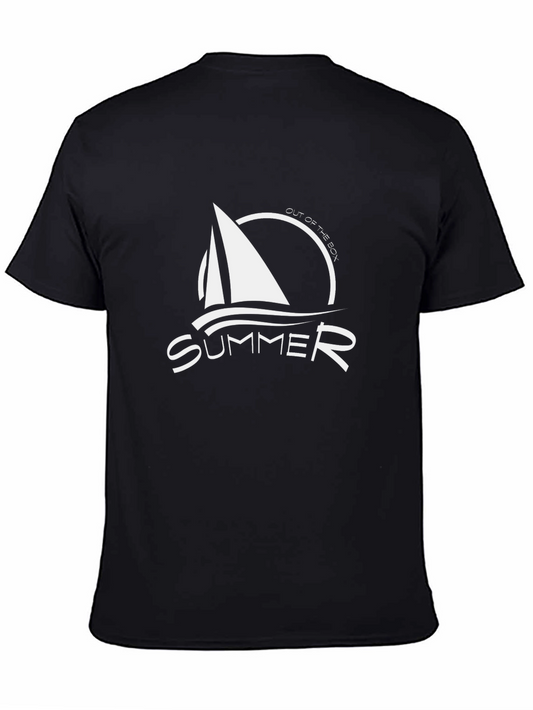 Summer Sailboat Graphic Tee - Black