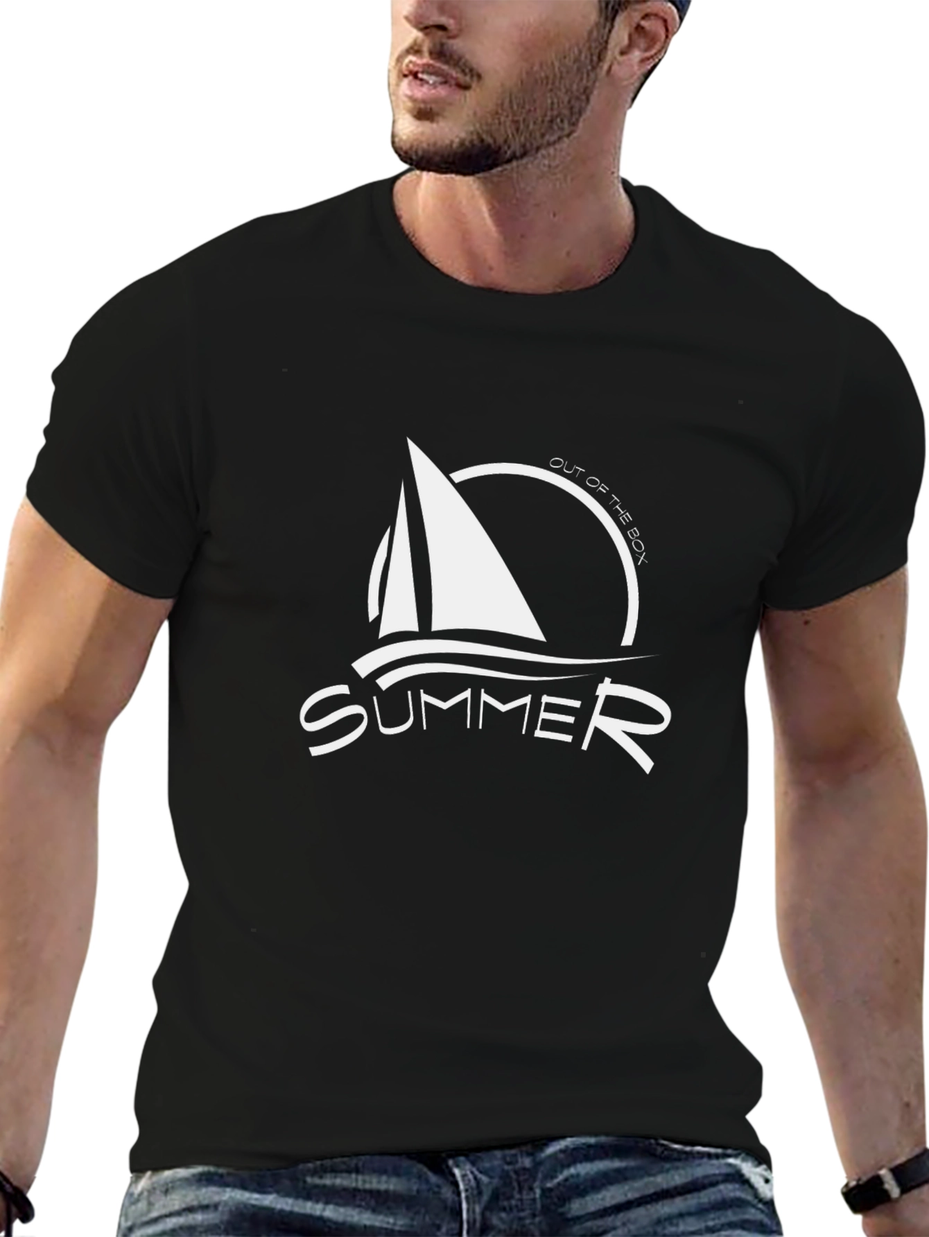 Summer Sailboat Graphic Tee - Black