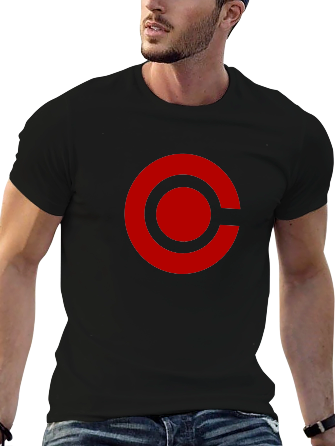 Red Circle Graphic Black T-Shirt