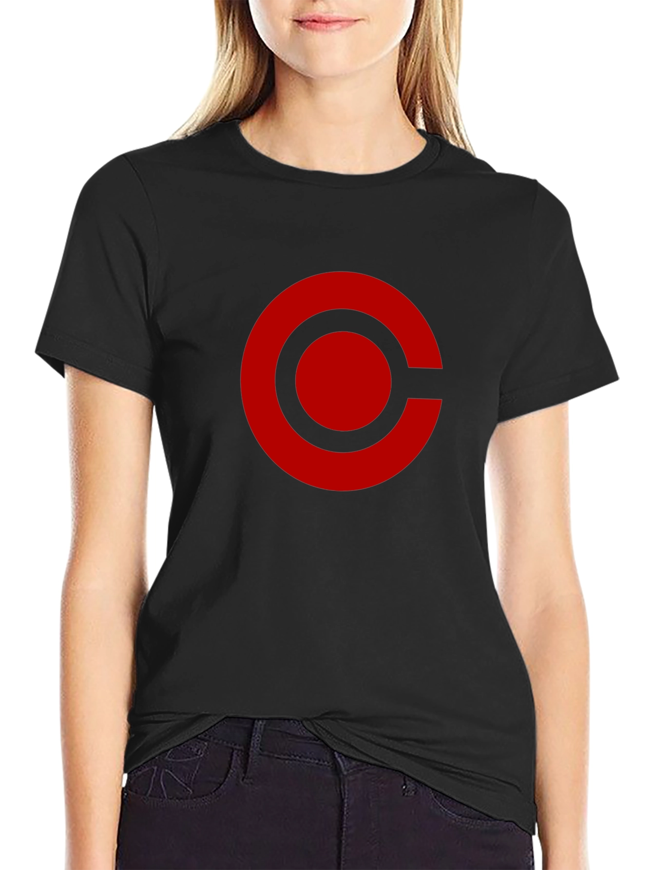 Red Circle Graphic Black T-Shirt