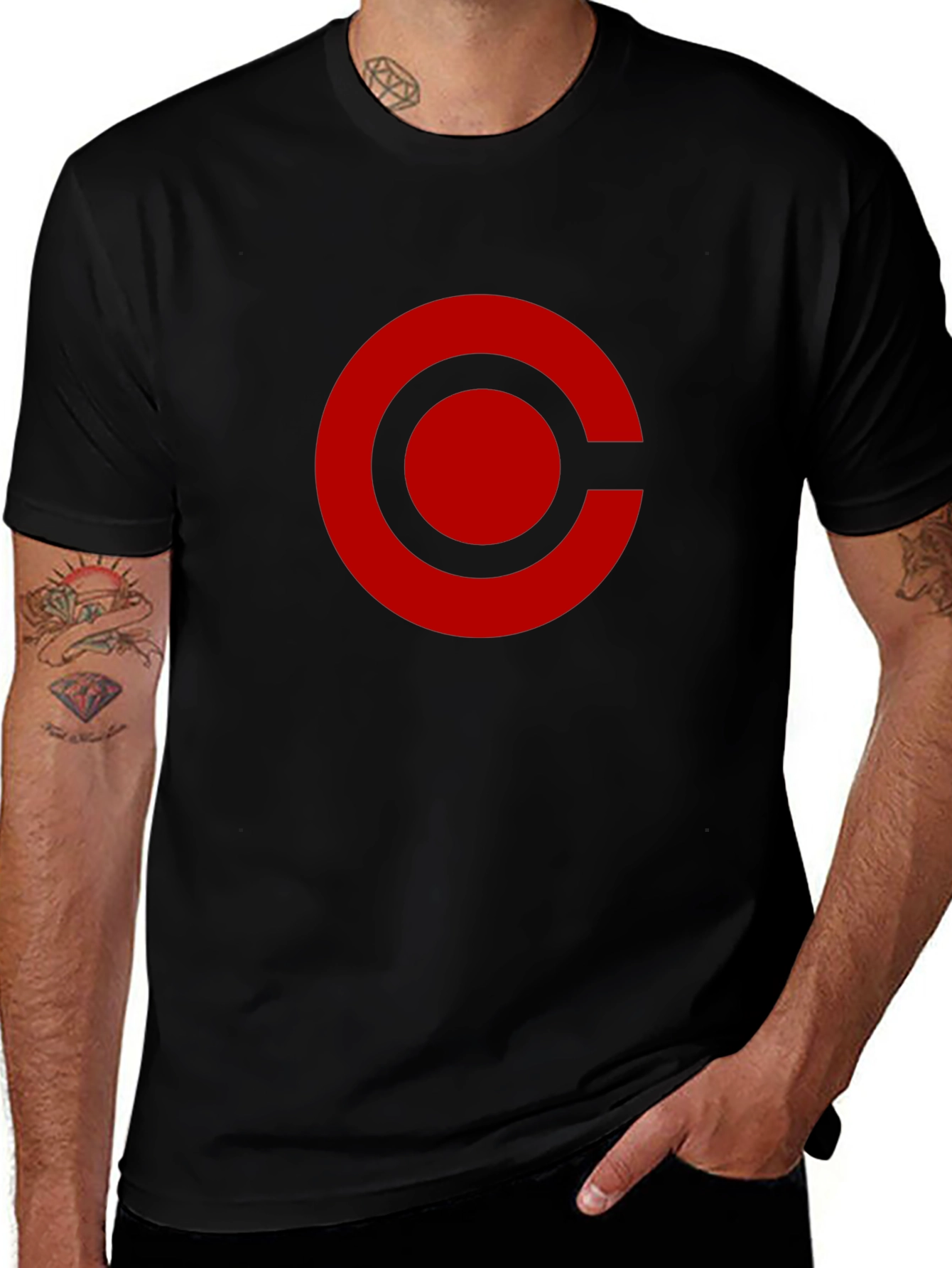 Red Circle Graphic Black T-Shirt