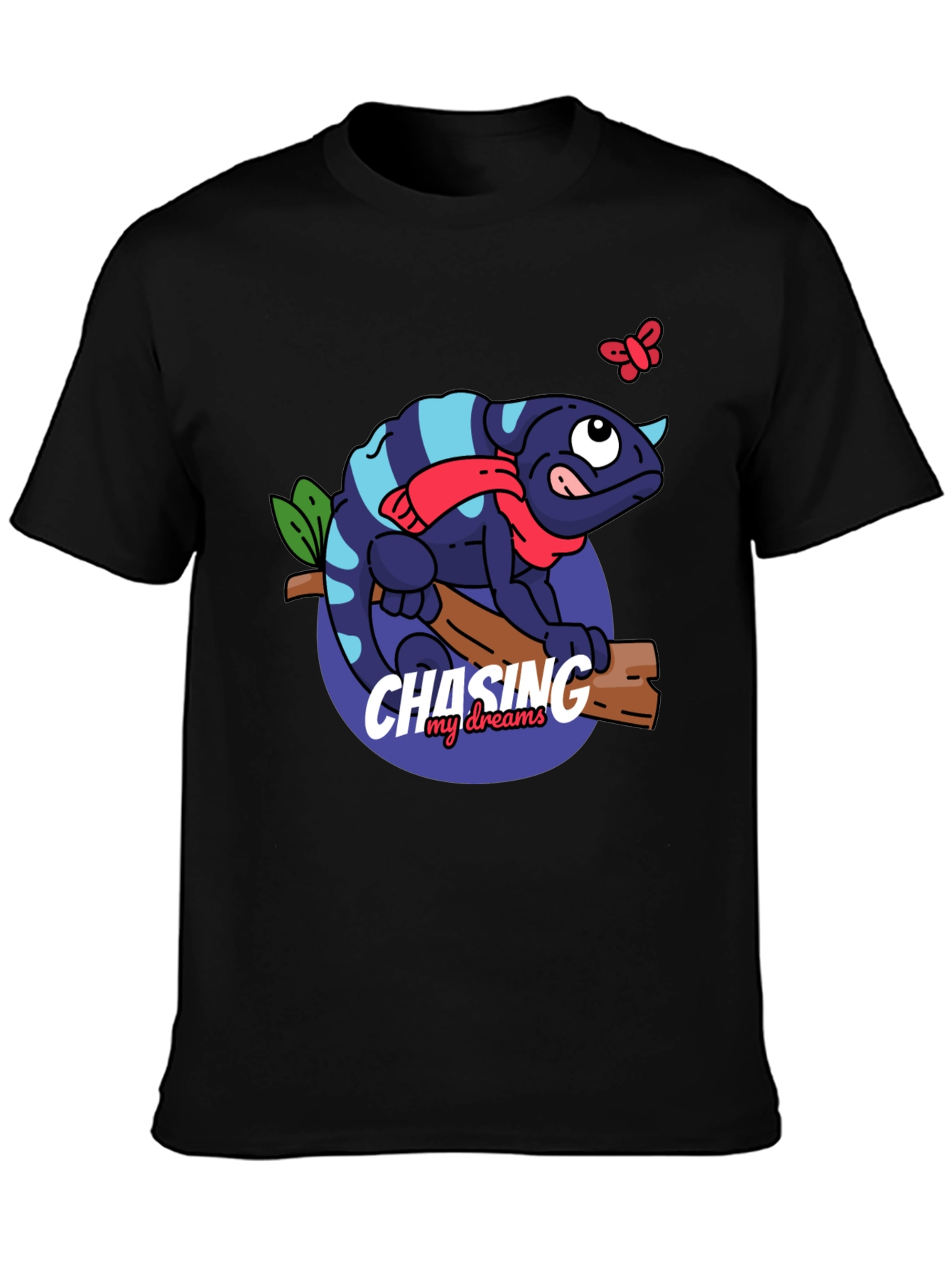 Chameleon Chasing Dreams Graphic Tee - Black