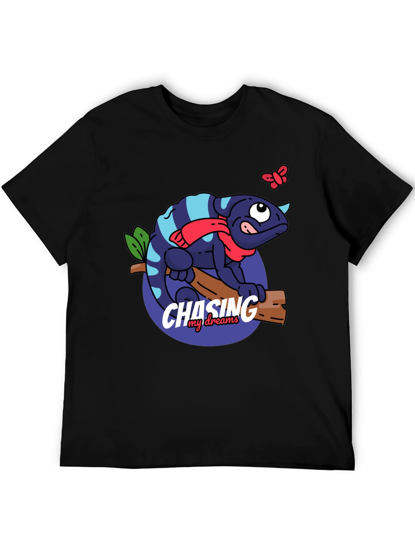 Chameleon Chasing Dreams Graphic Tee - Black