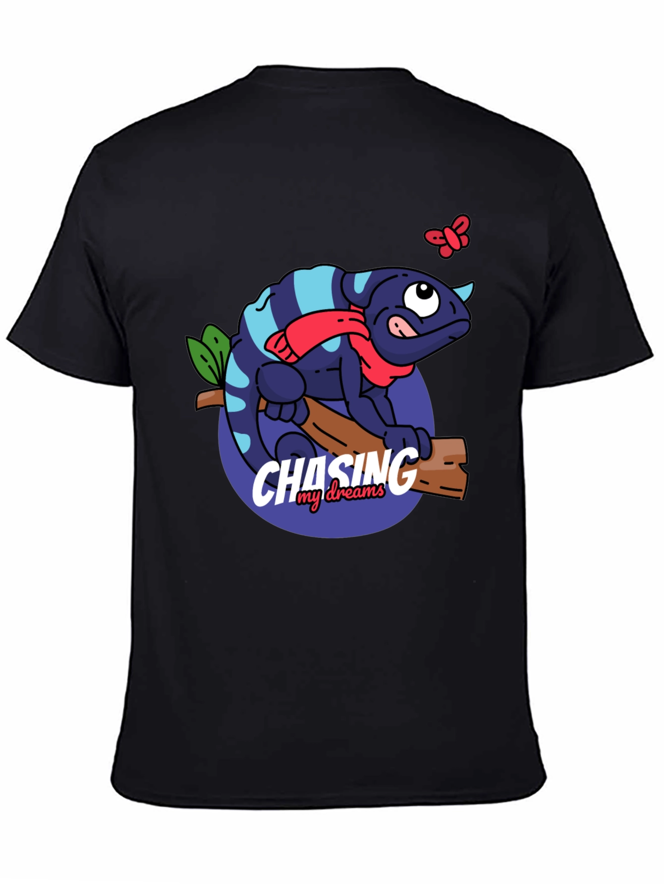 Chameleon Chasing Dreams Graphic Tee - Black