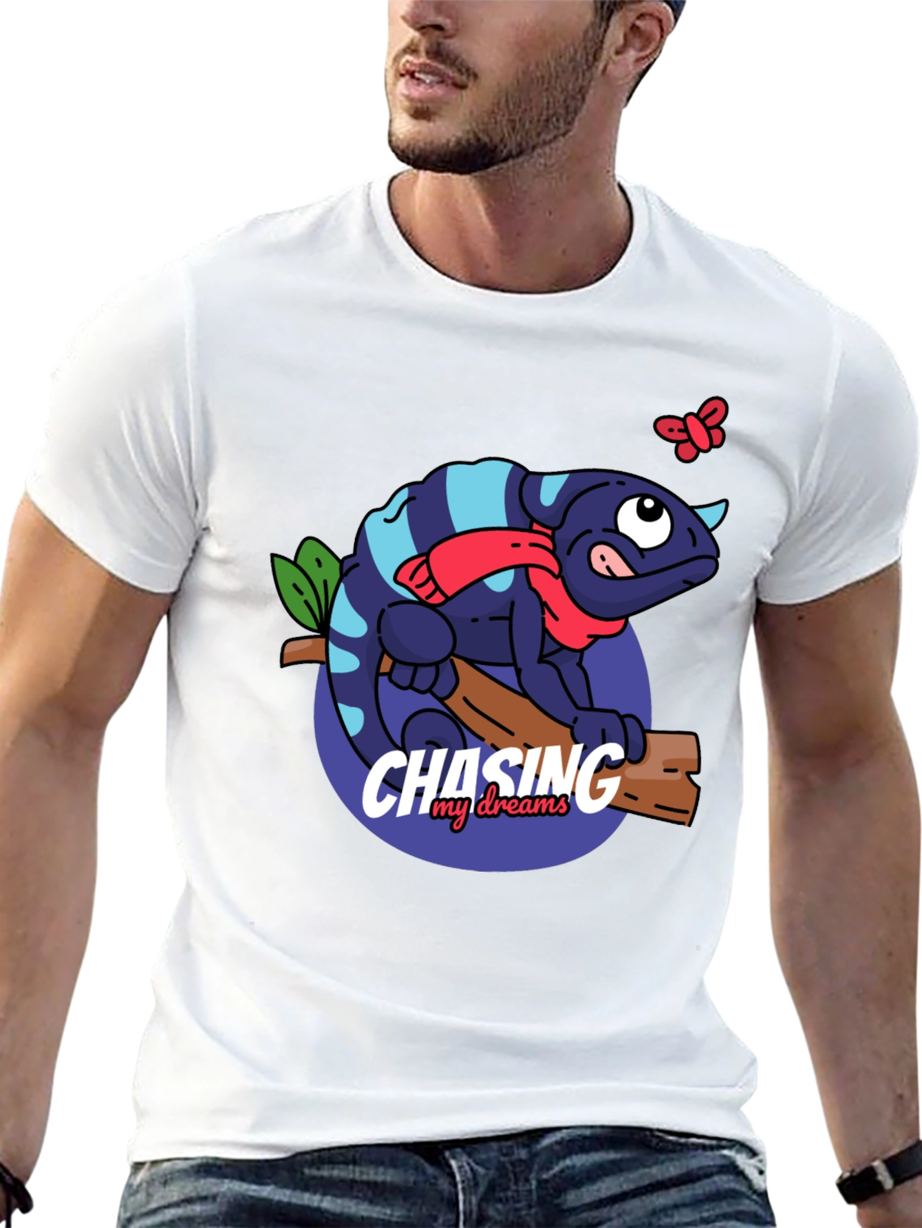 Chameleon Chasing Dreams Graphic Tee - Black
