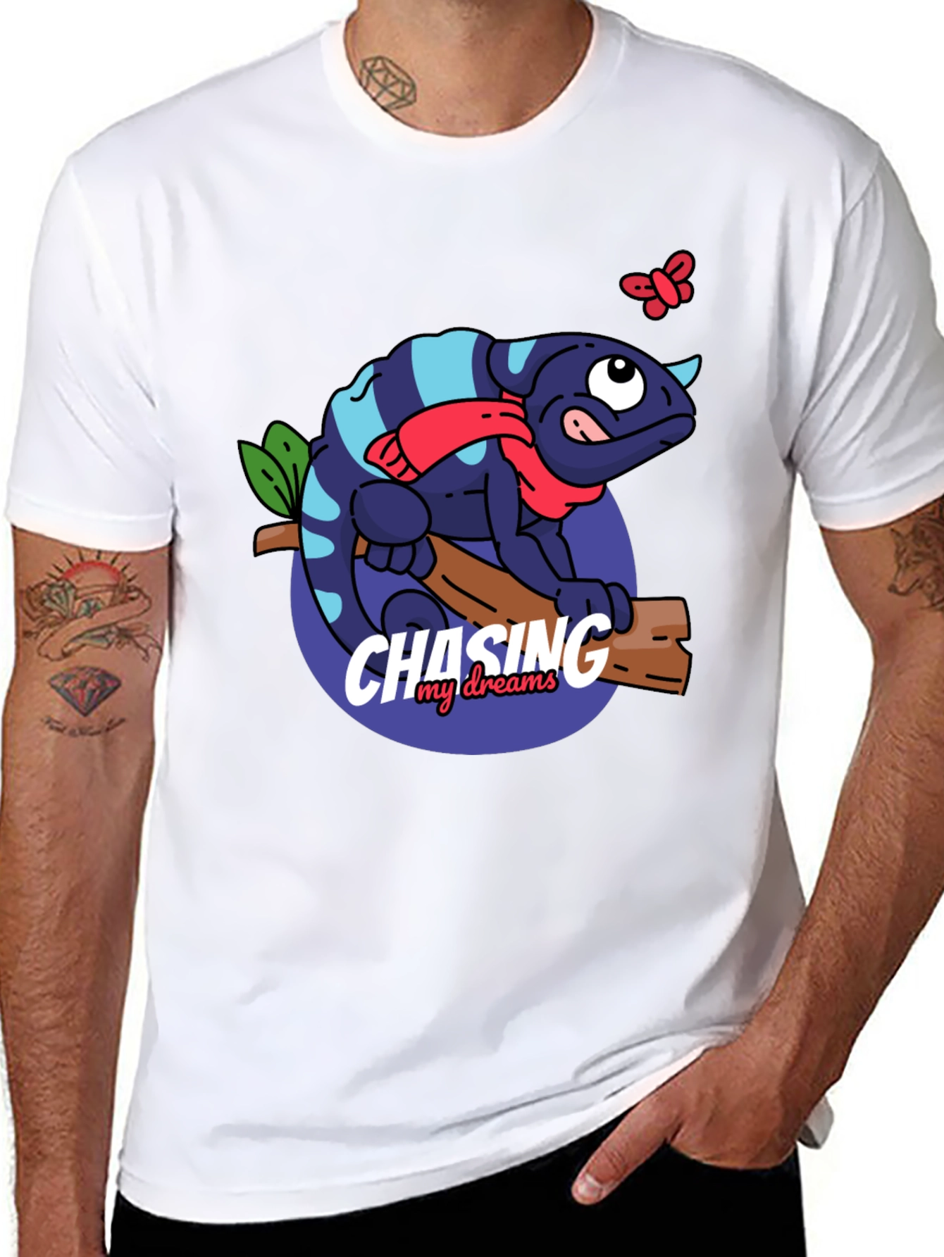 Chameleon Chasing Dreams Graphic Tee - Black