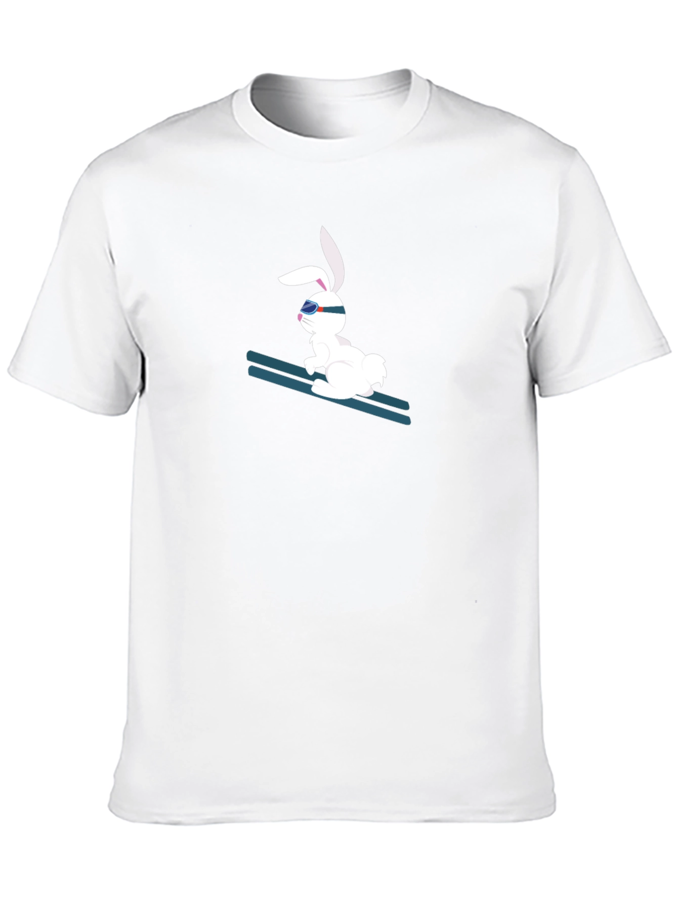 Skiing Bunny Black T-Shirt