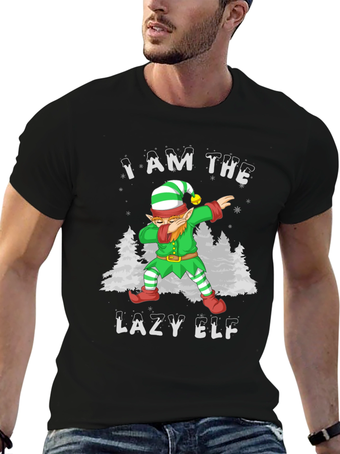 Lazy Elf Dabbing Christmas T-Shirt
