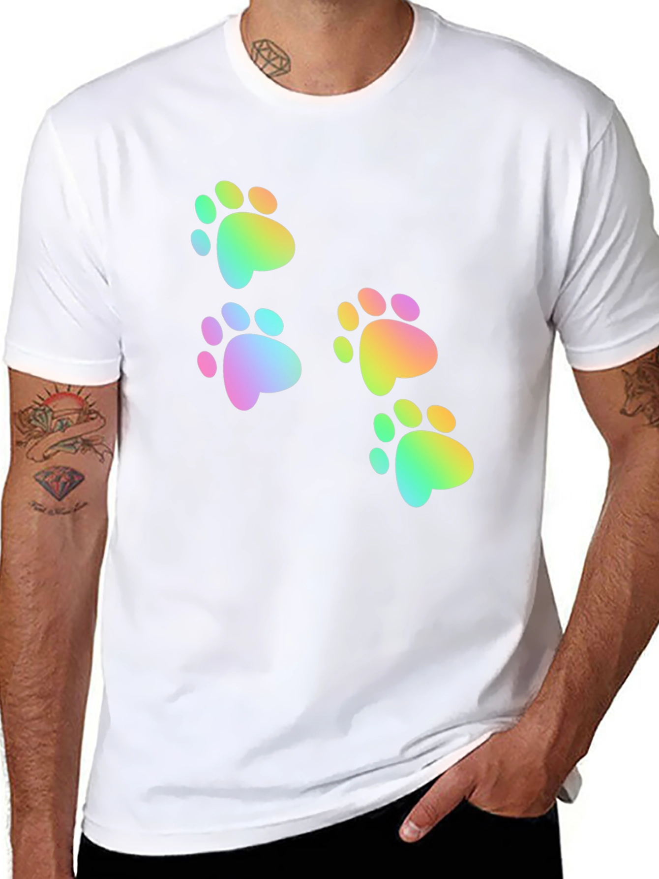 Rainbow Paw Print Graphic Tee