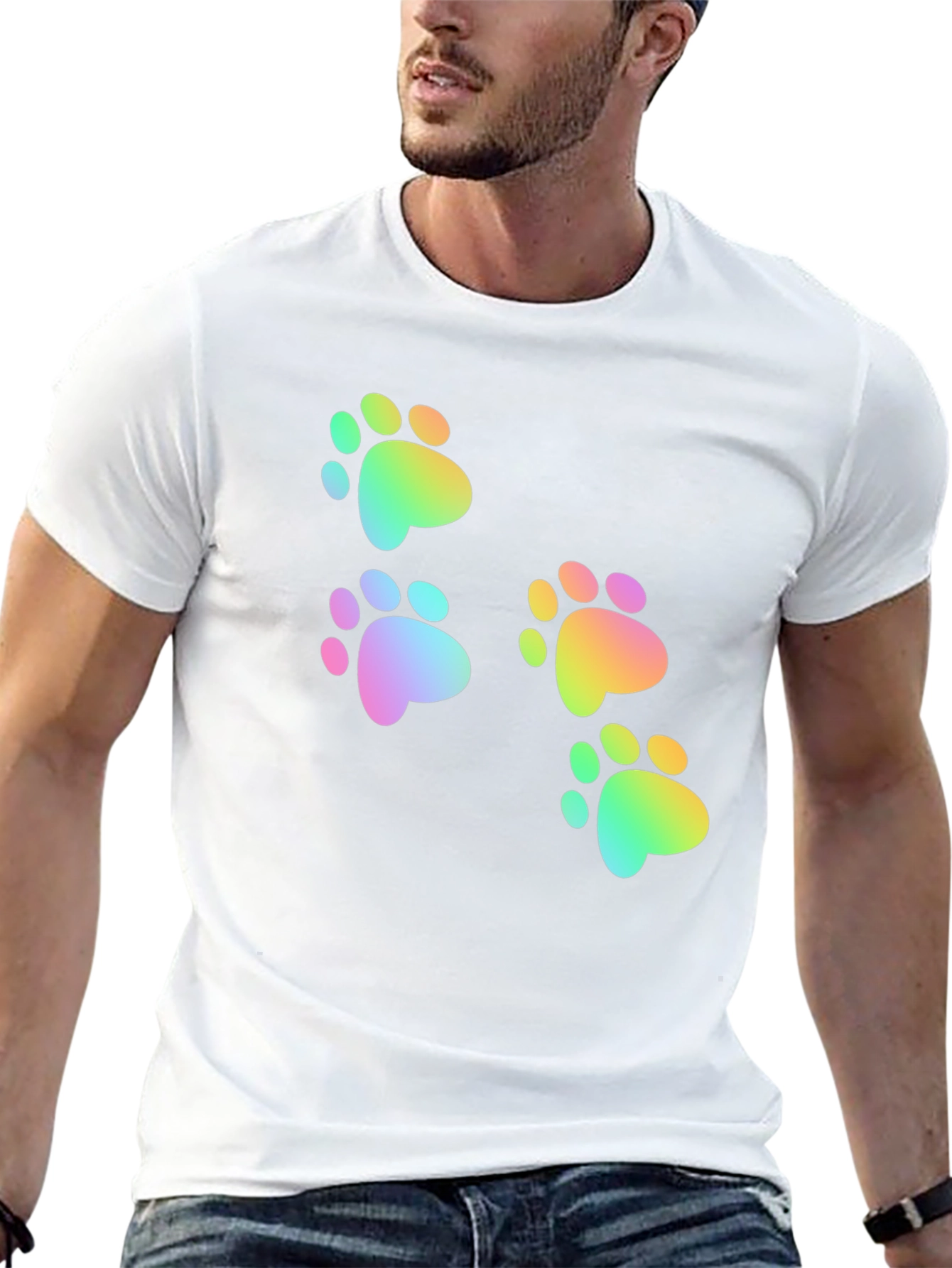 Rainbow Paw Print Graphic Tee