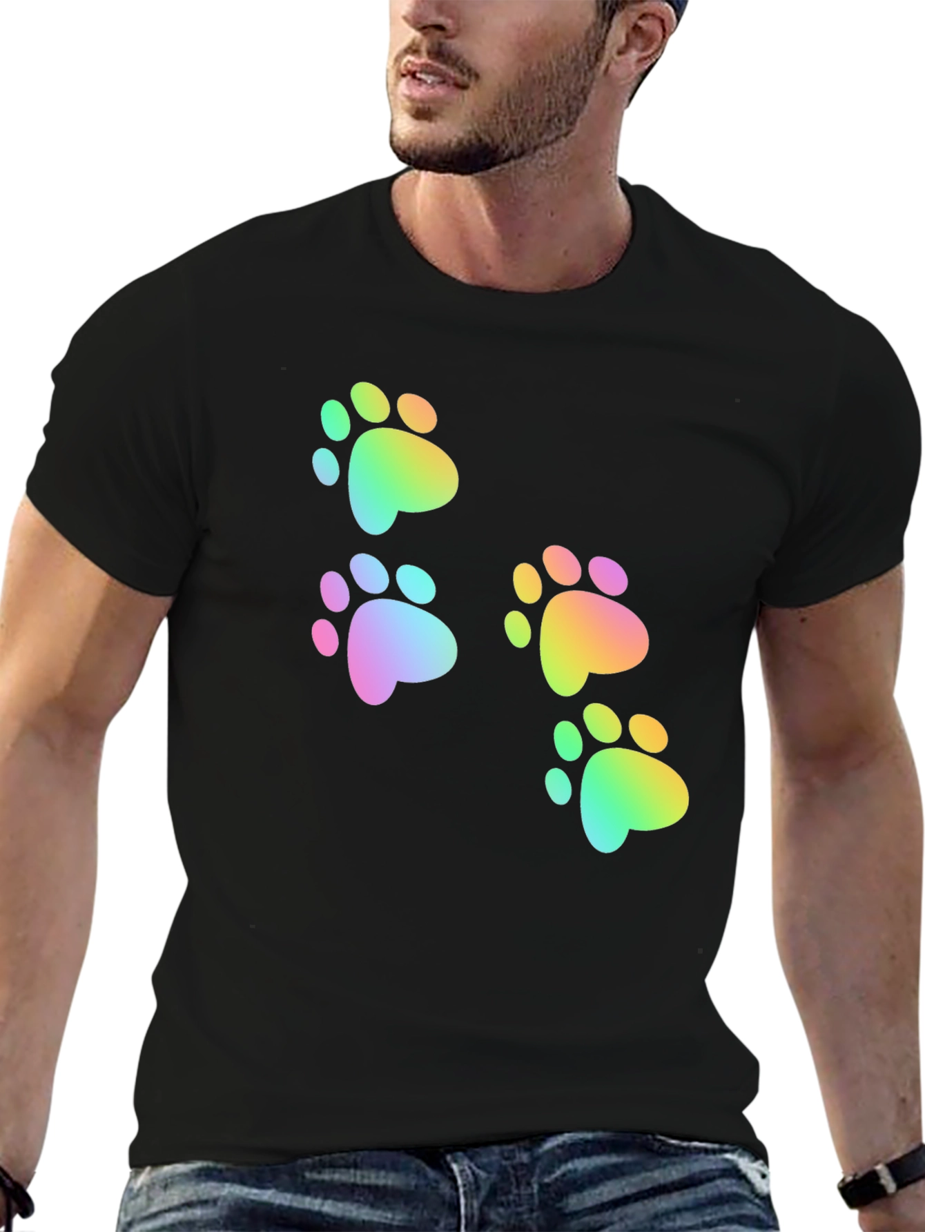 Rainbow Paw Print Graphic Tee