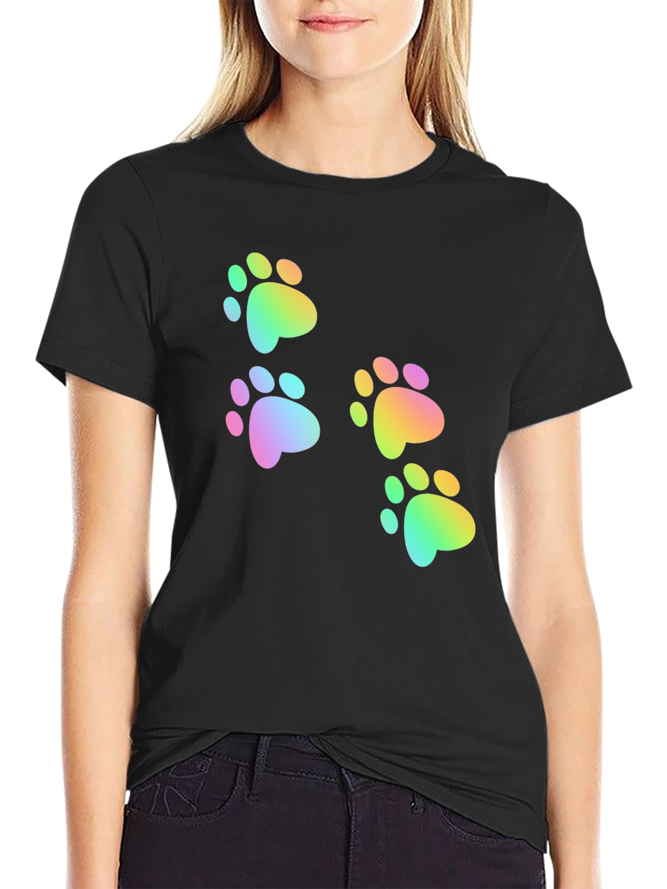 Rainbow Paw Print Graphic Tee