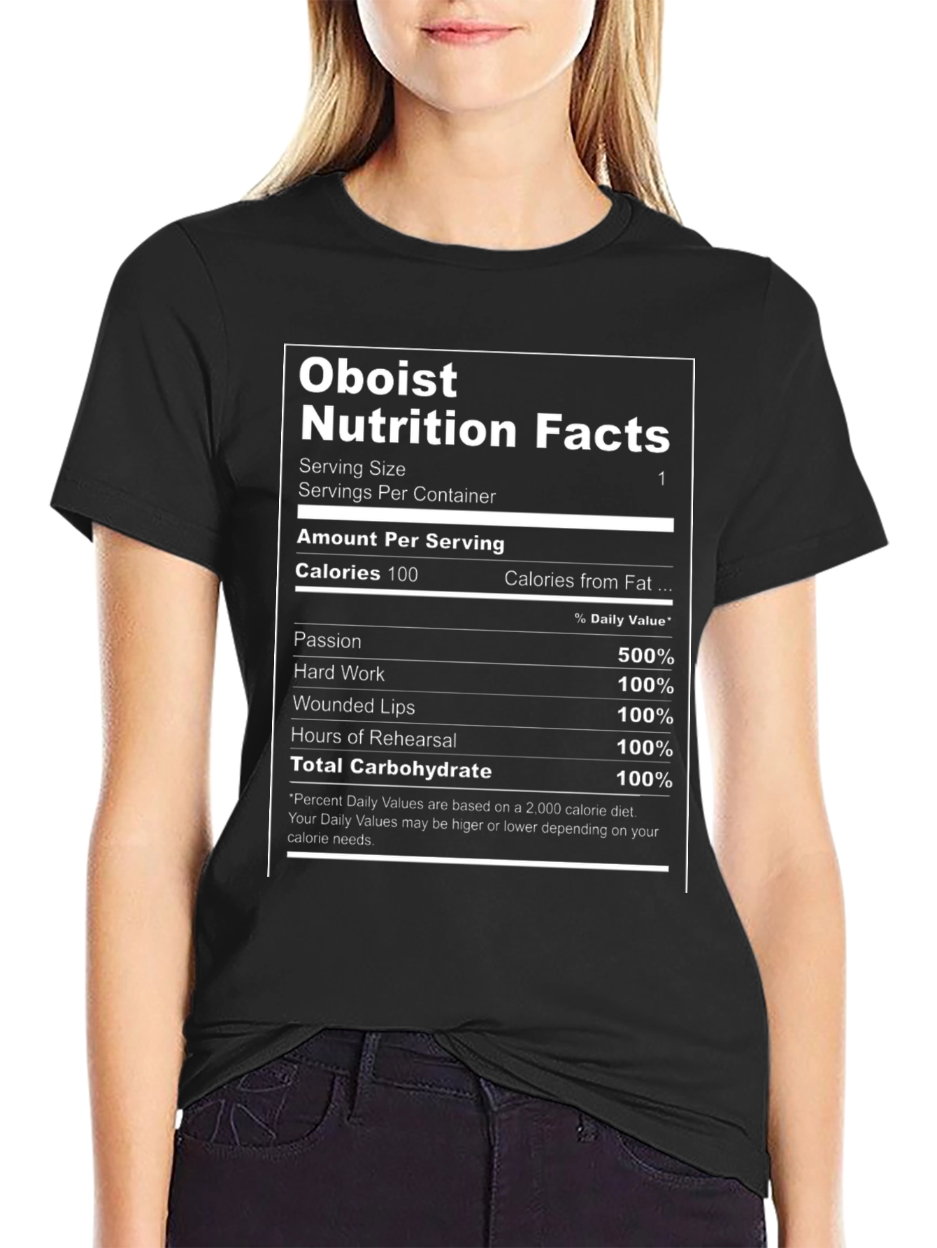 Oboist Nutrition Facts T-Shirt - Funny Musician Tee