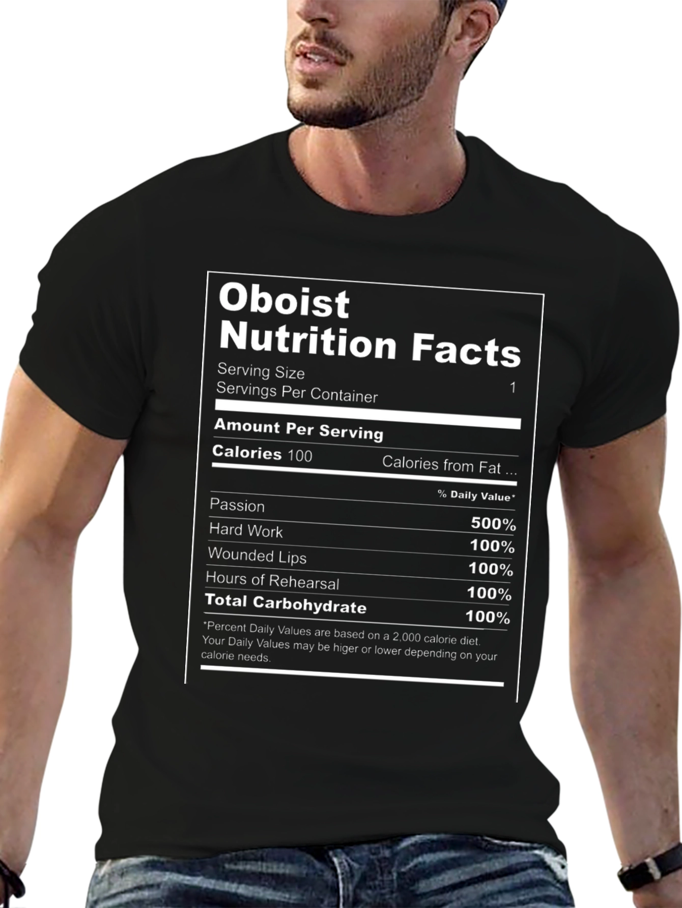 Oboist Nutrition Facts T-Shirt - Funny Musician Tee
