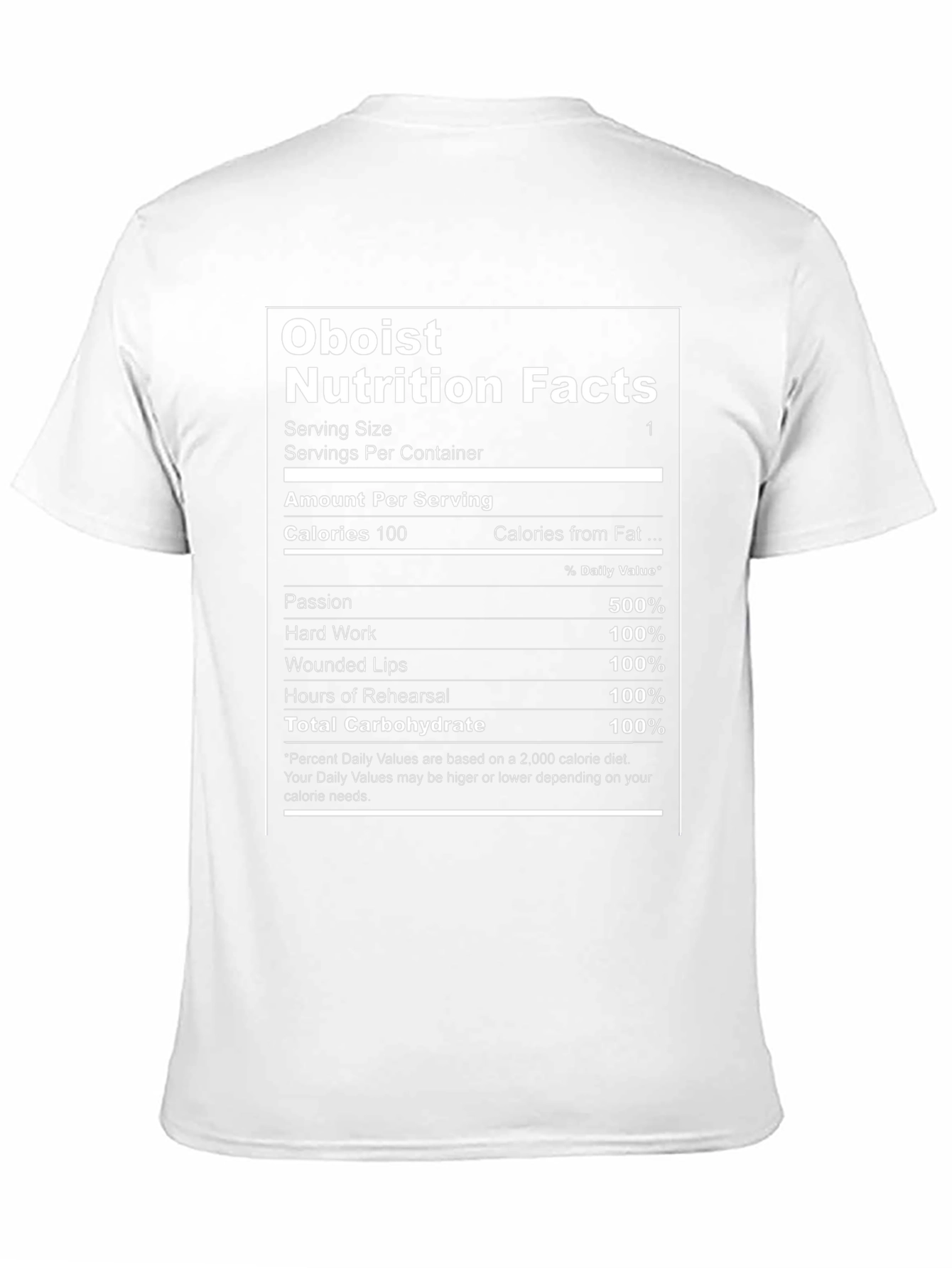 Oboist Nutrition Facts T-Shirt - Funny Musician Tee