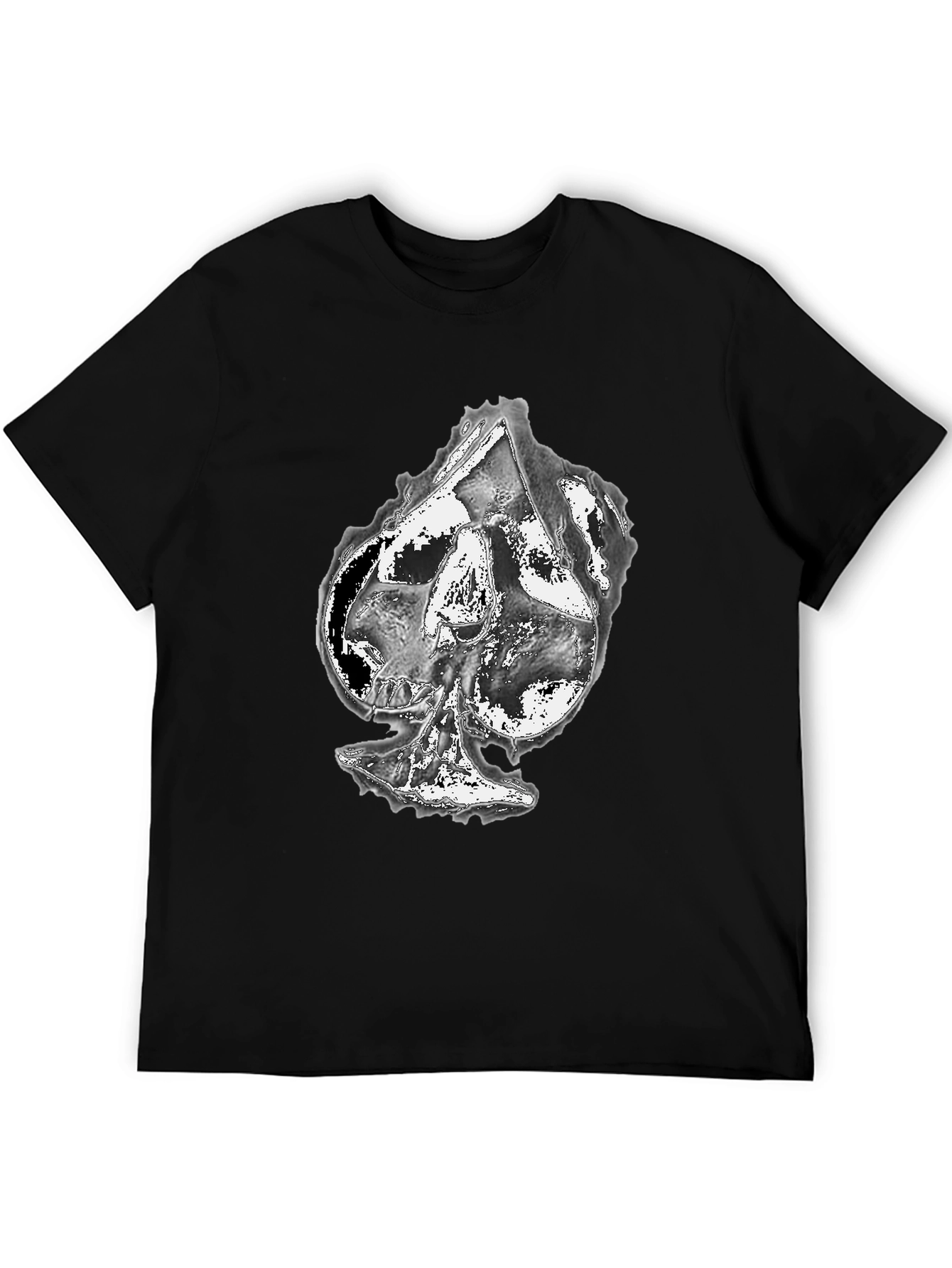 Skull Spade Graphic Print Black T-Shirt