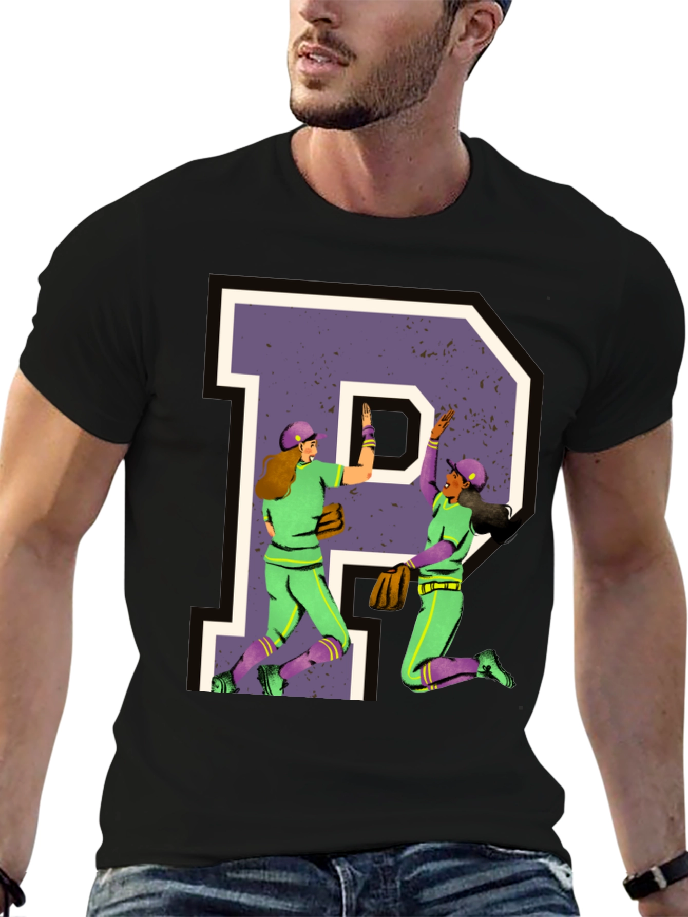 Softball Letter P Graphic T-Shirt