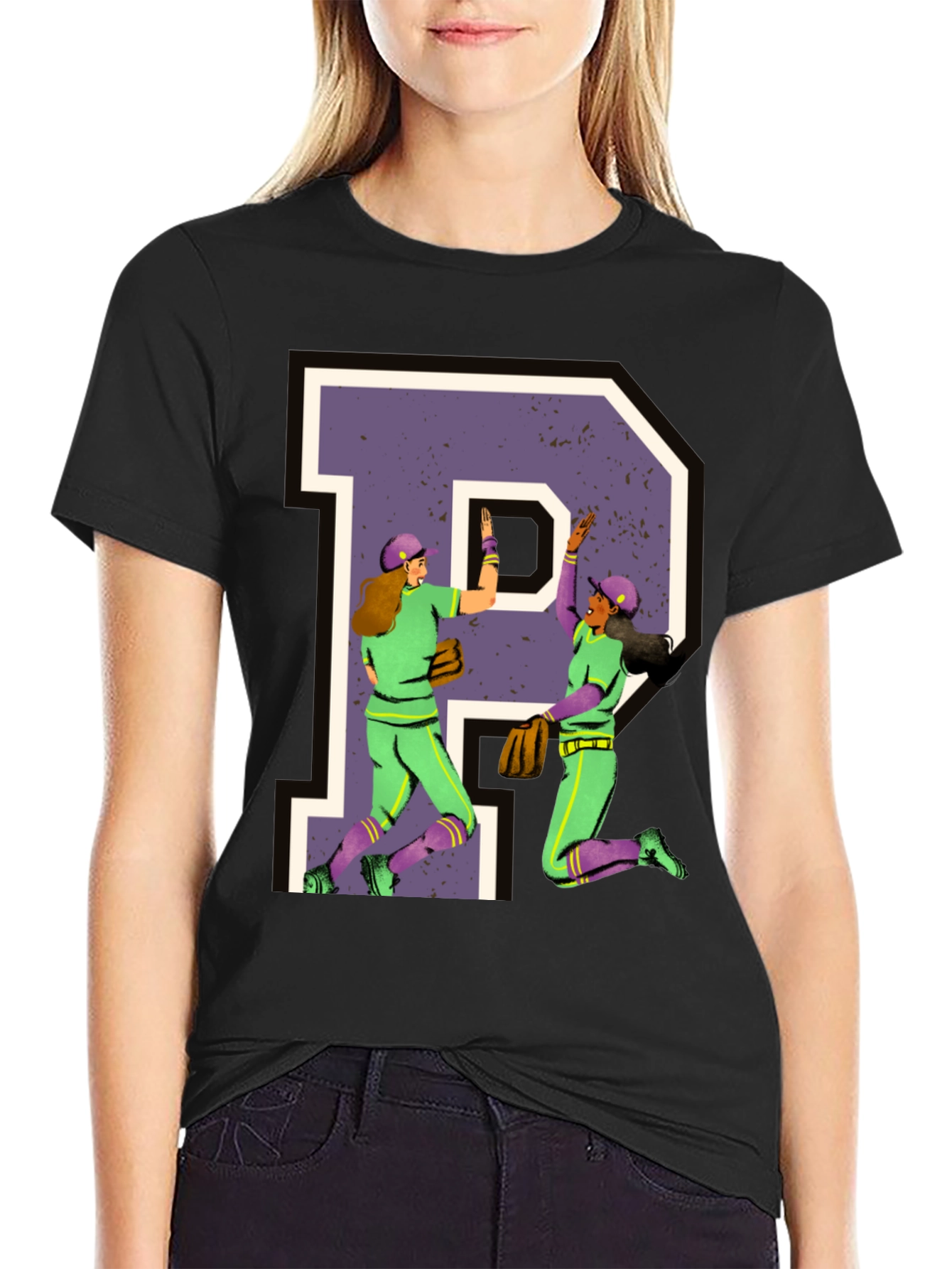 Softball Letter P Graphic T-Shirt