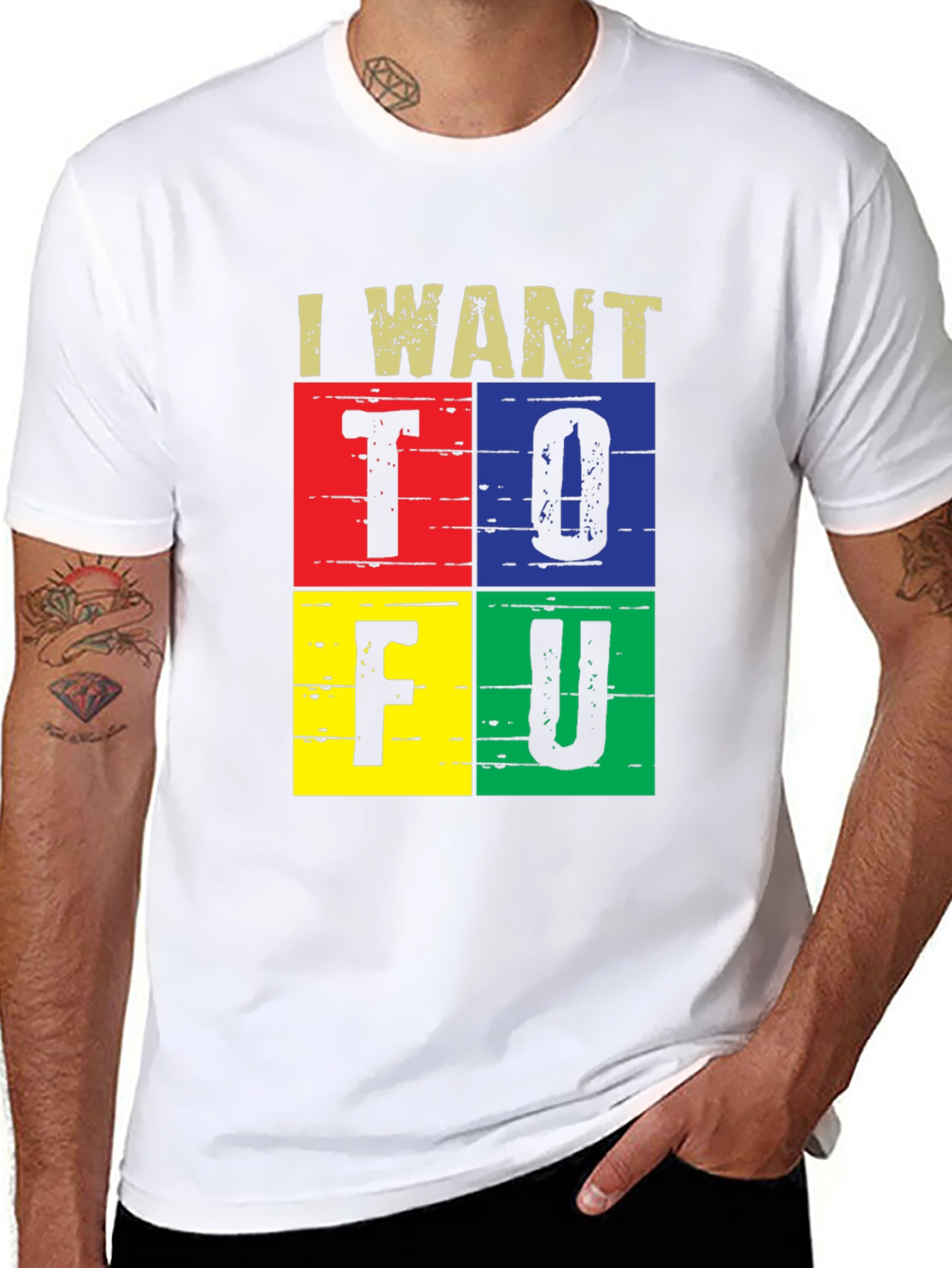 I Want Tofu Mens Black Graphic Tee