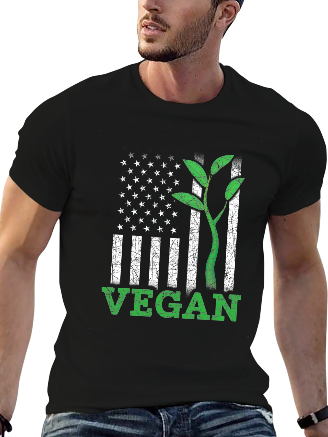 Vegan USA Flag Graphic T-Shirt