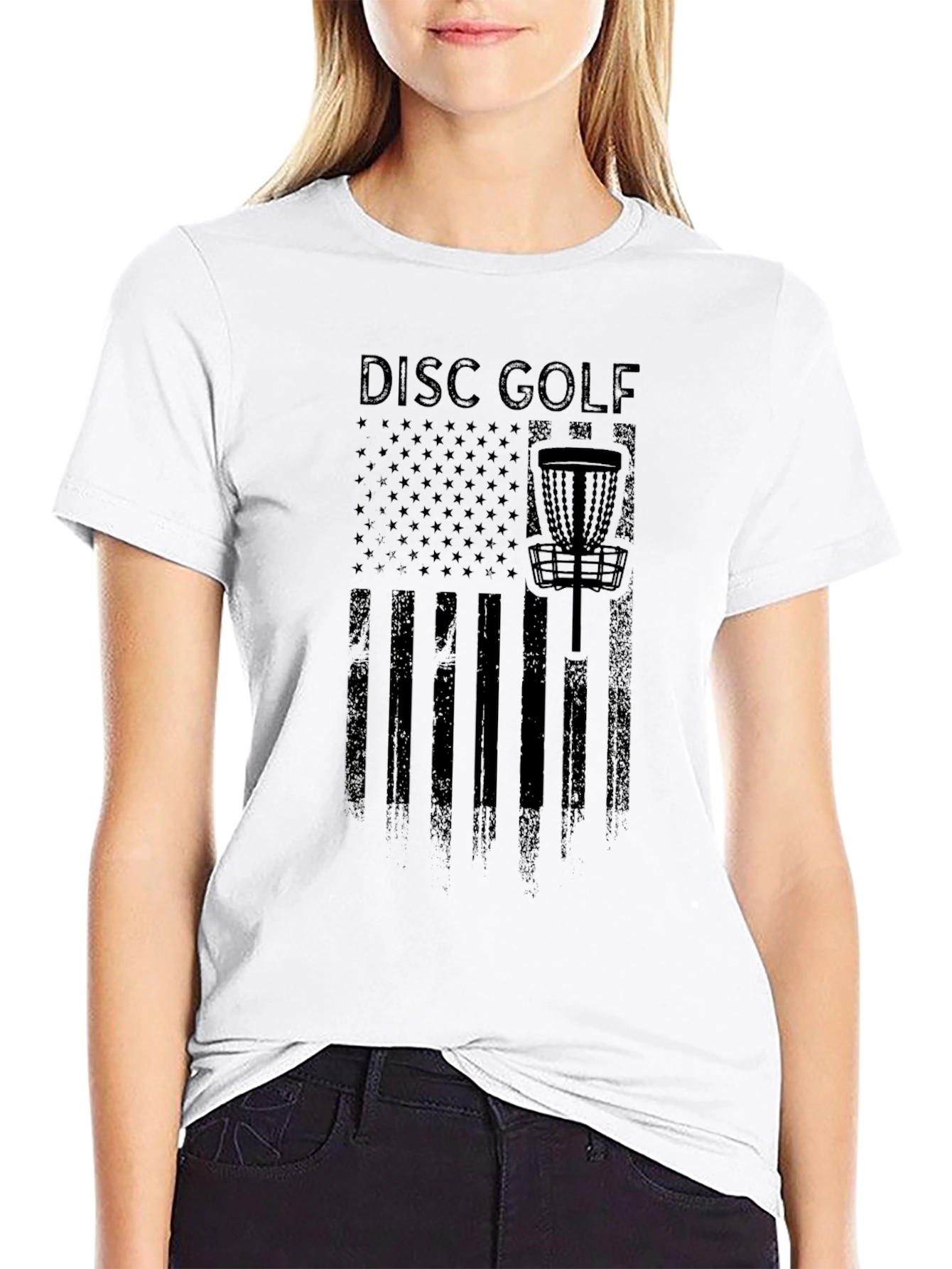 Distressed American Flag Disc Golf Graphic Tee