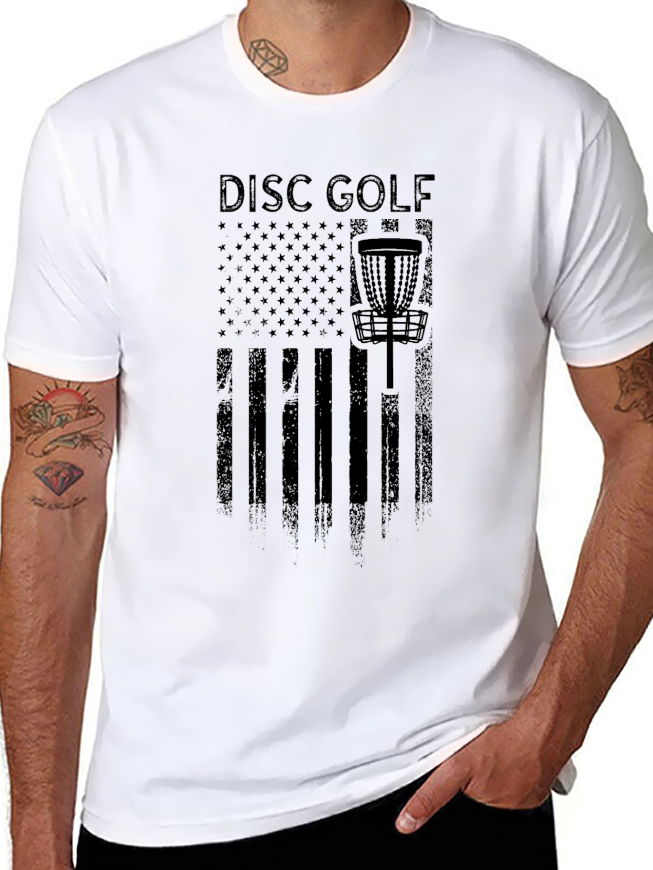 Distressed American Flag Disc Golf Graphic Tee