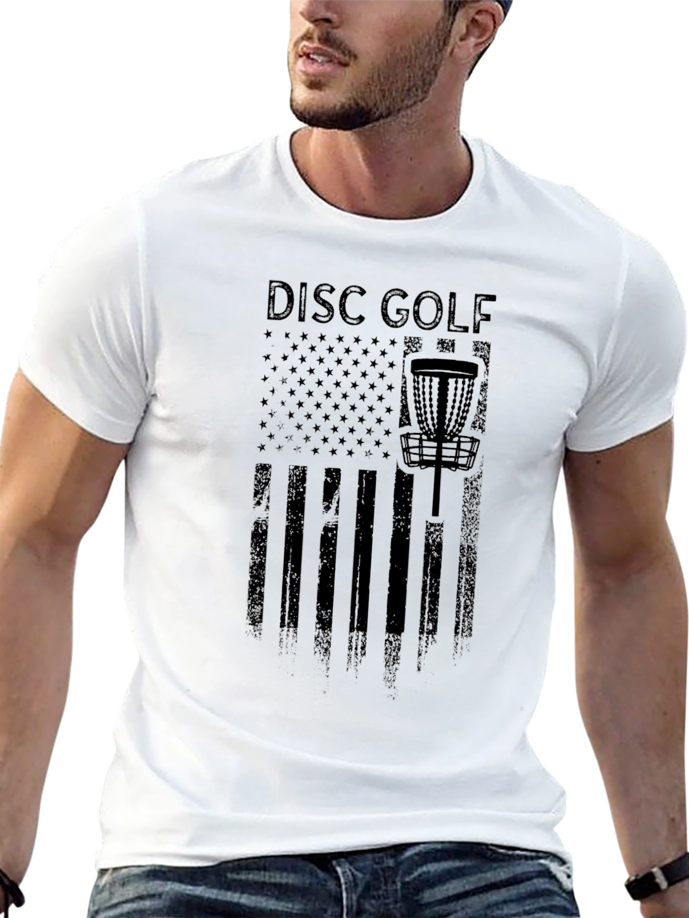 Distressed American Flag Disc Golf Graphic Tee