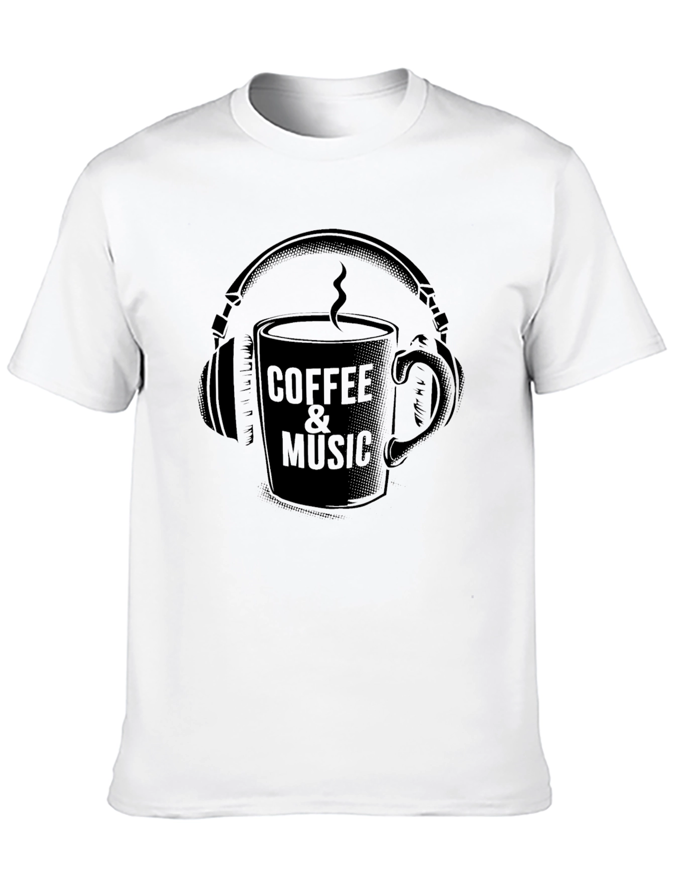 Coffee & Music Graphic Tee - Cool Black T-Shirt