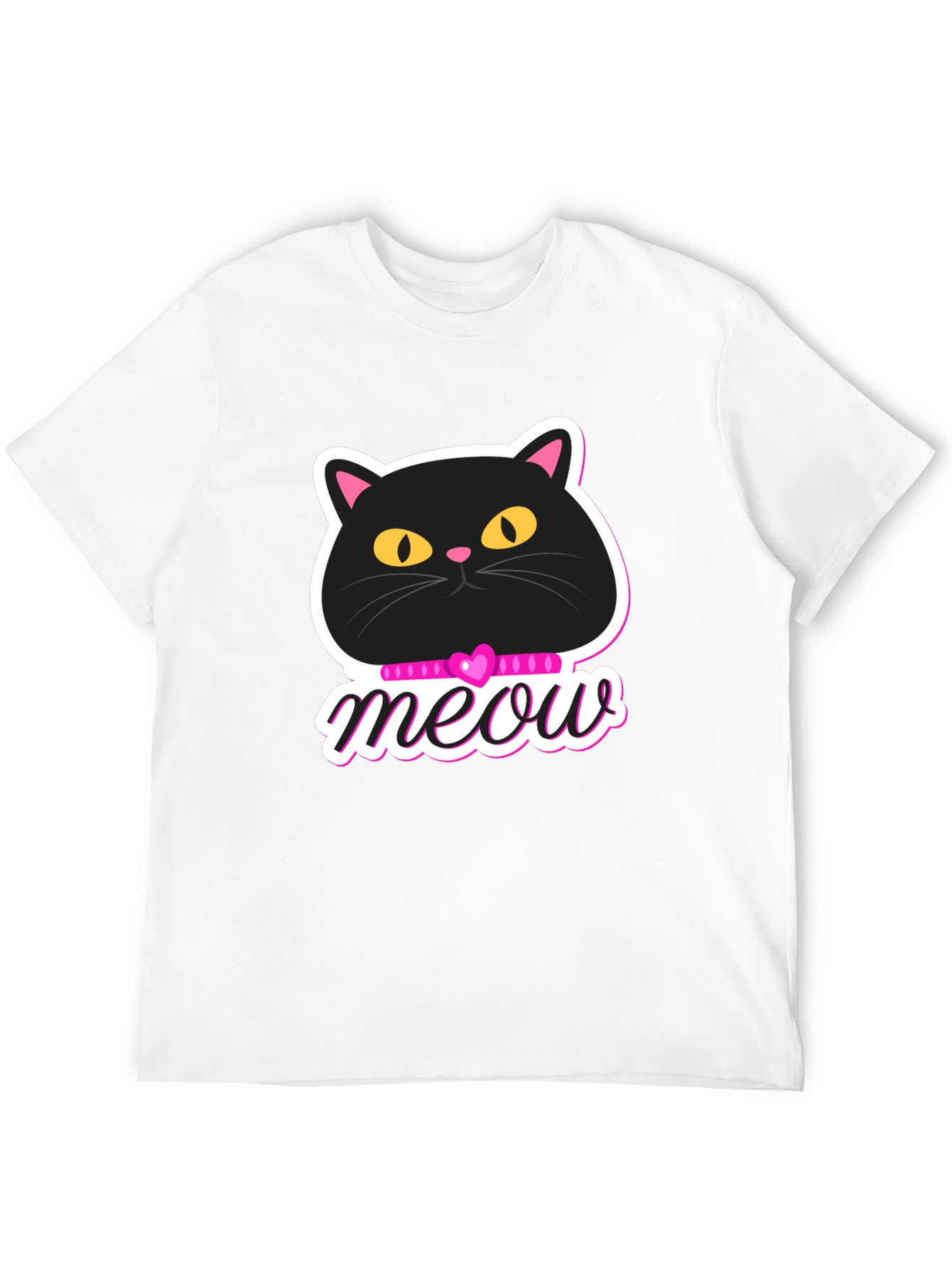 Black Cat Meow Graphic T-Shirt