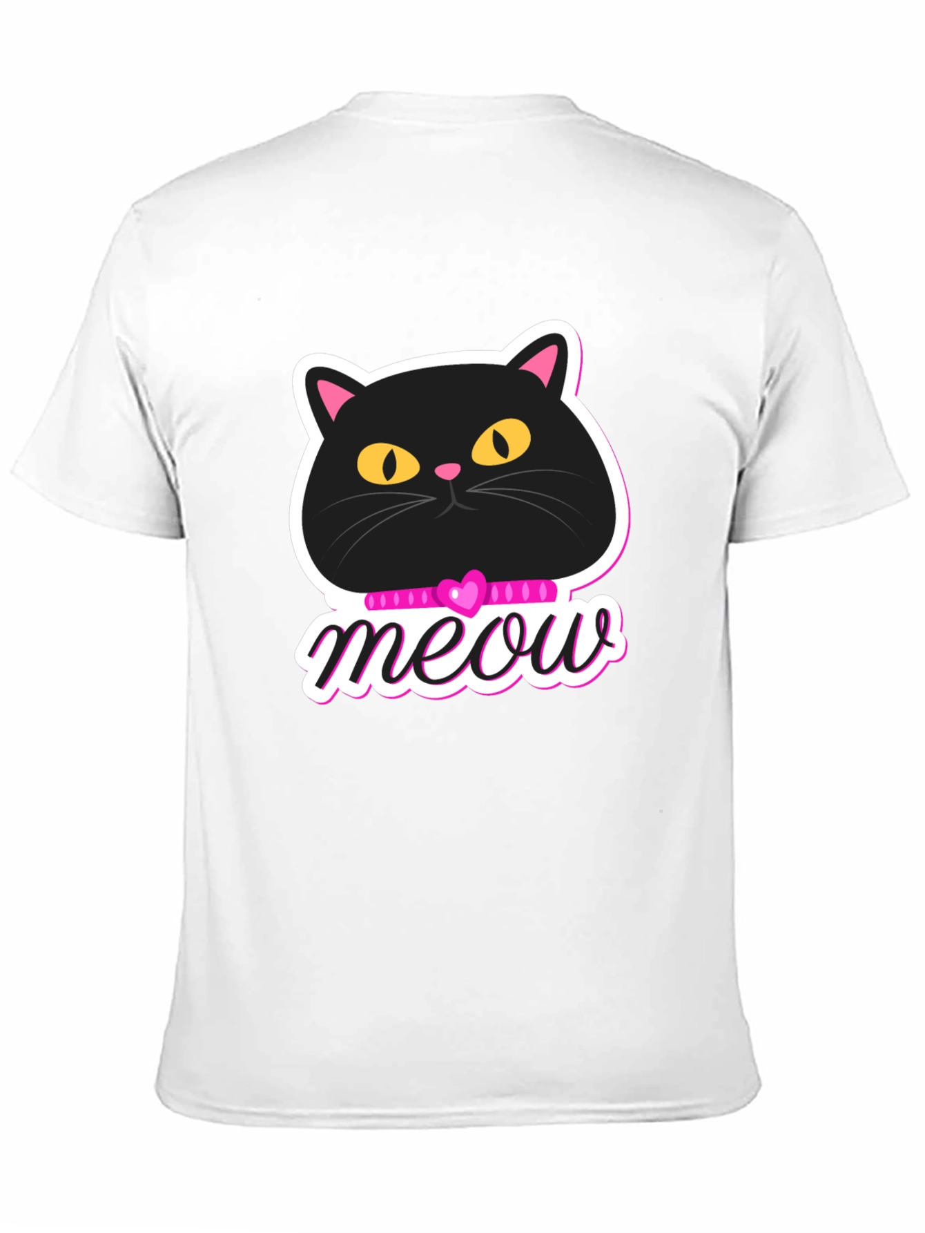Black Cat Meow Graphic T-Shirt