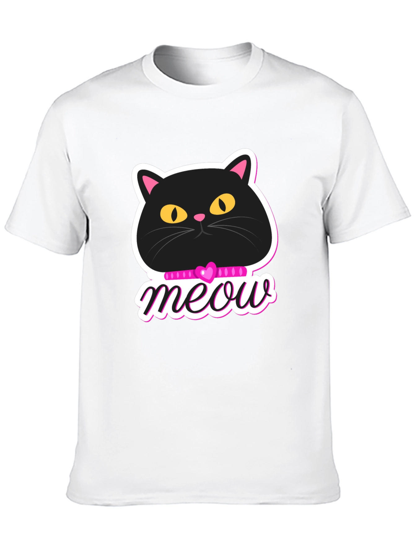 Black Cat Meow Graphic T-Shirt
