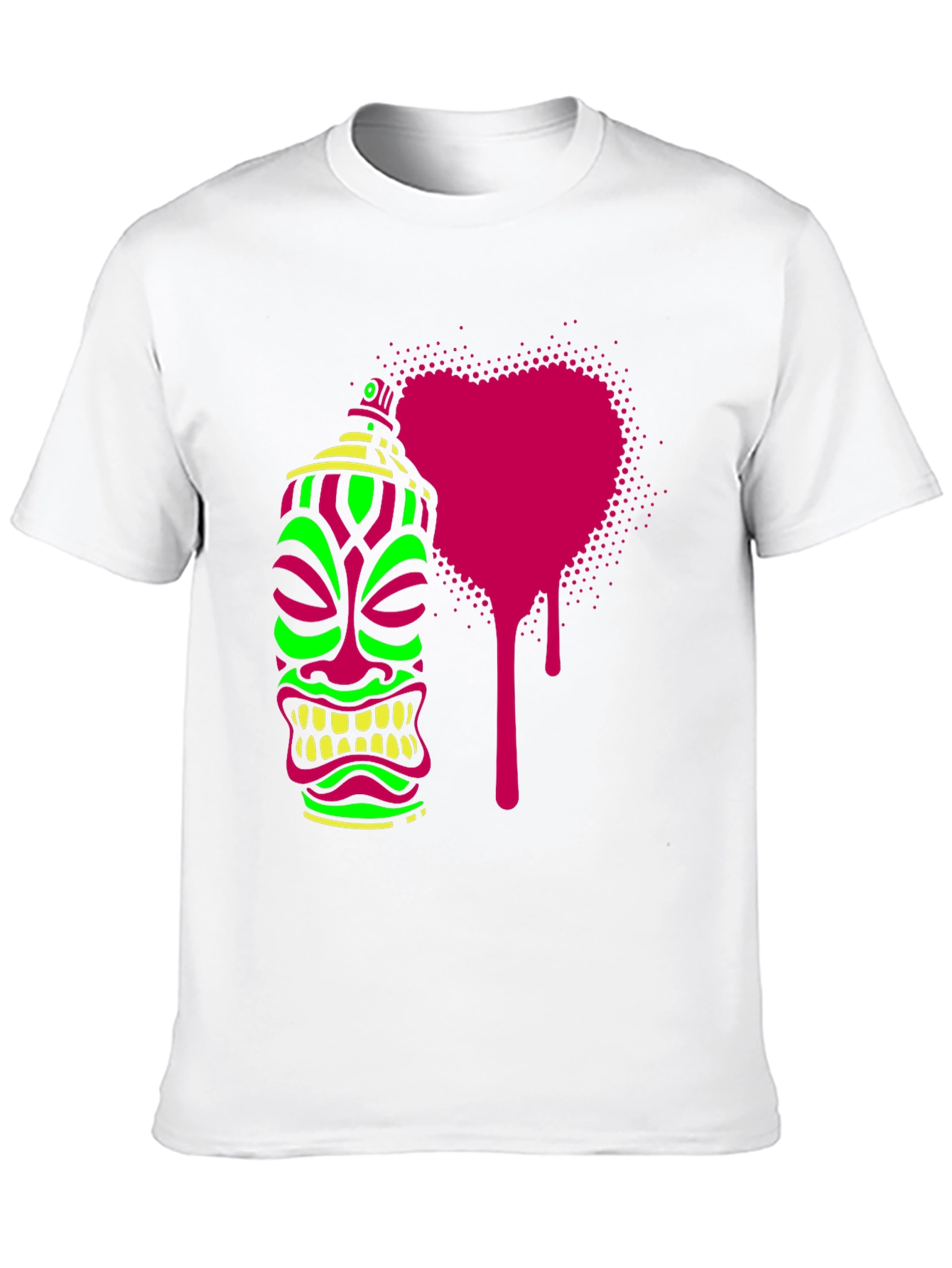 Neon Tiki Spray Paint Heart Mens Black T-Shirt