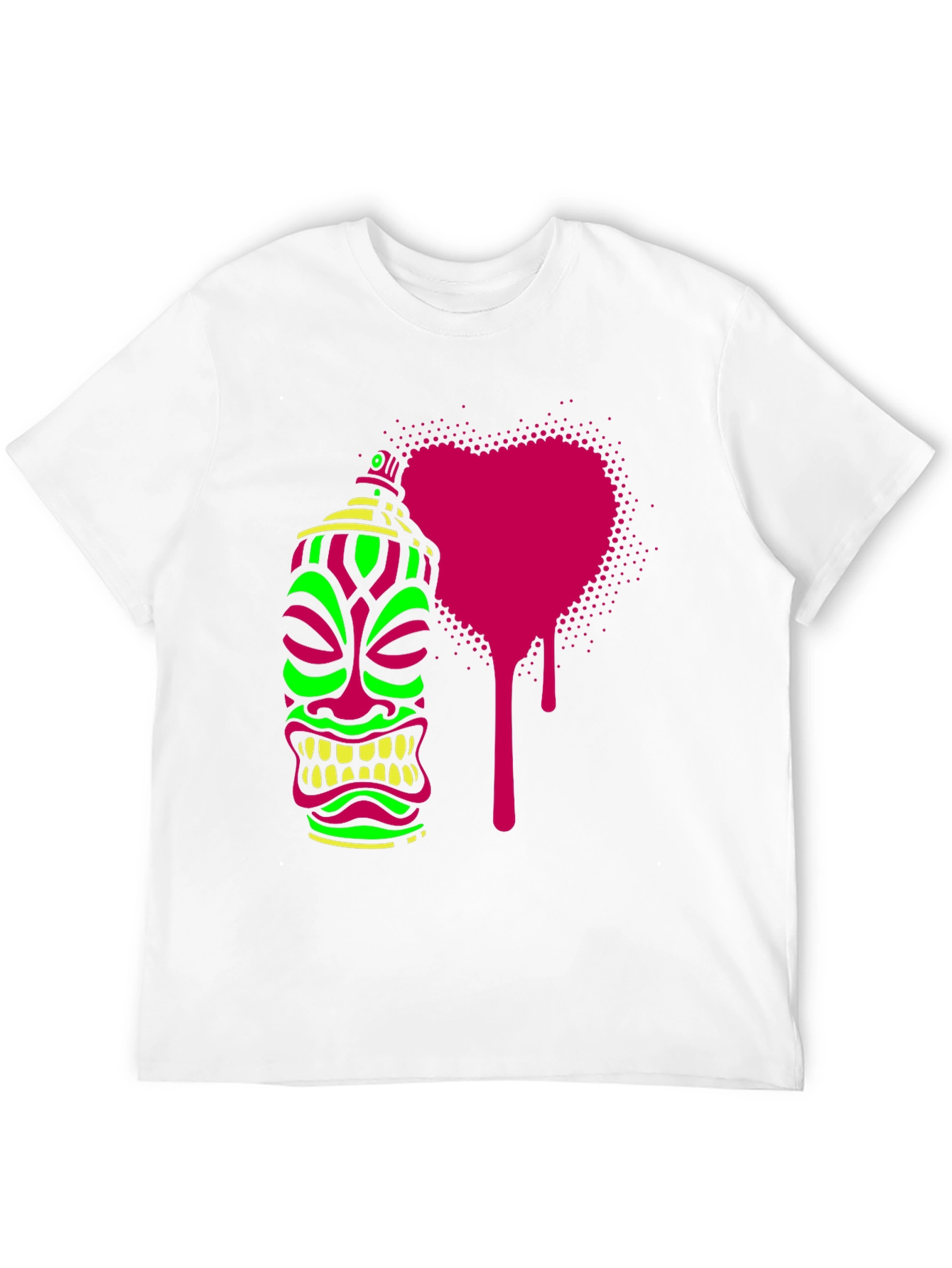 Neon Tiki Spray Paint Heart Mens Black T-Shirt