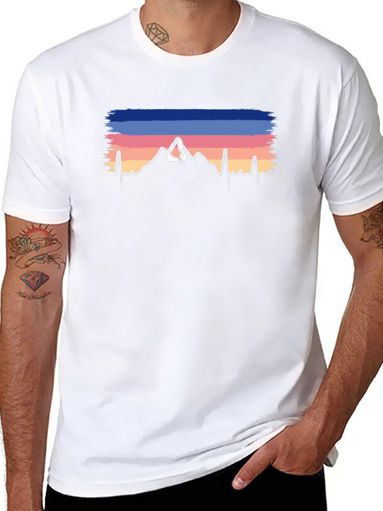 Mountain Peak Heartbeat Graphic Tee - Black