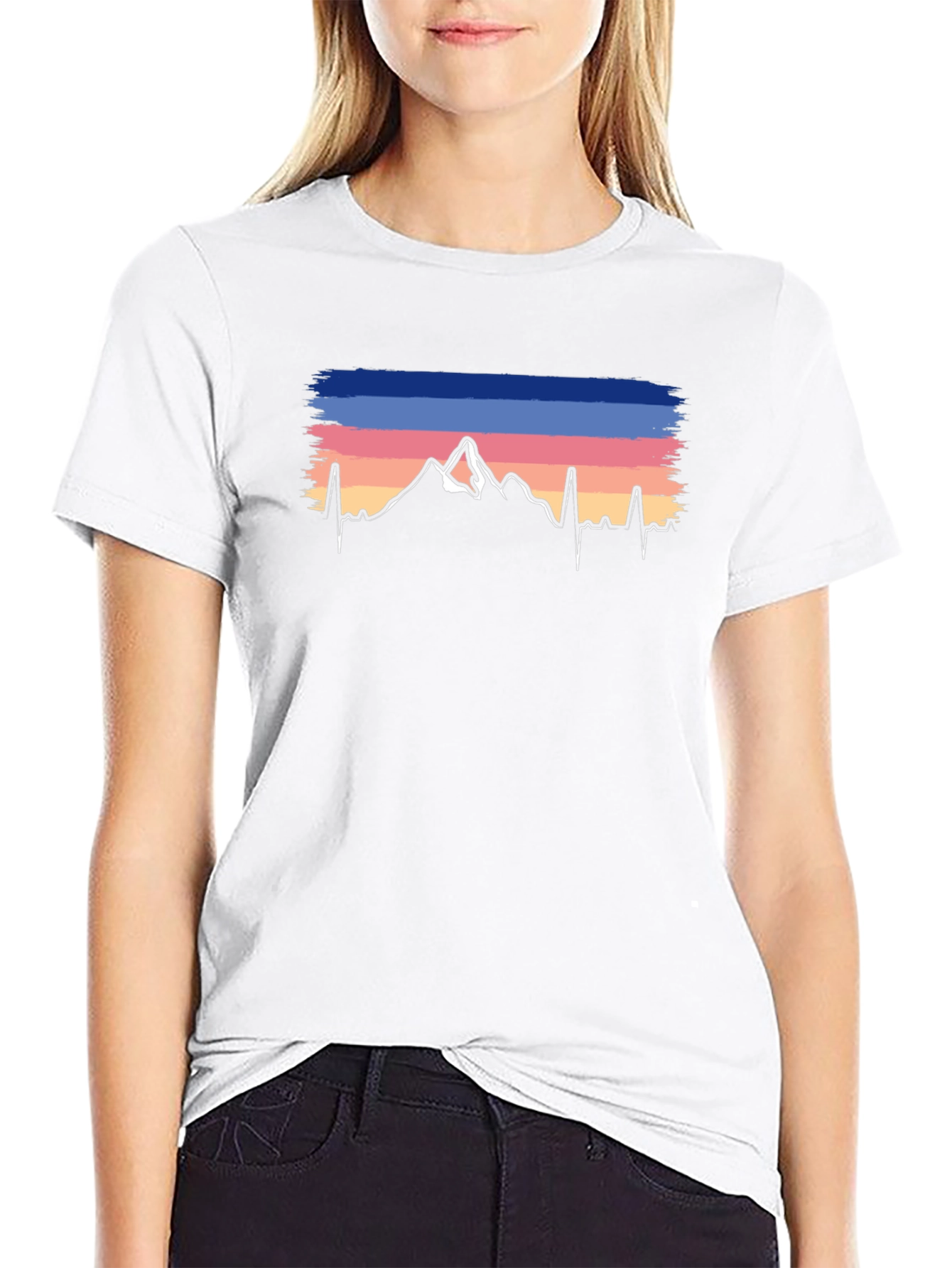 Mountain Peak Heartbeat Graphic Tee - Black