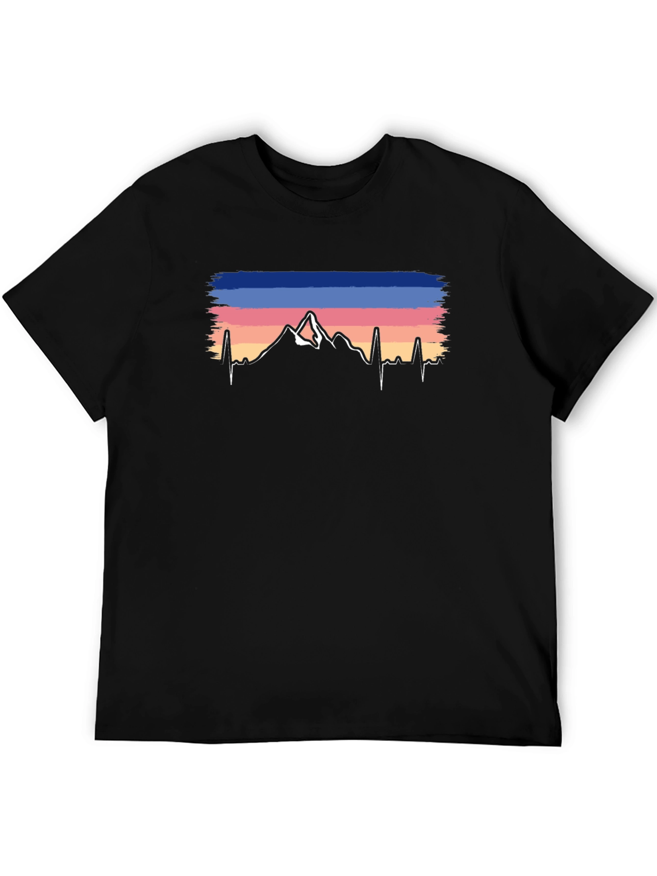 Mountain Peak Heartbeat Graphic Tee - Black