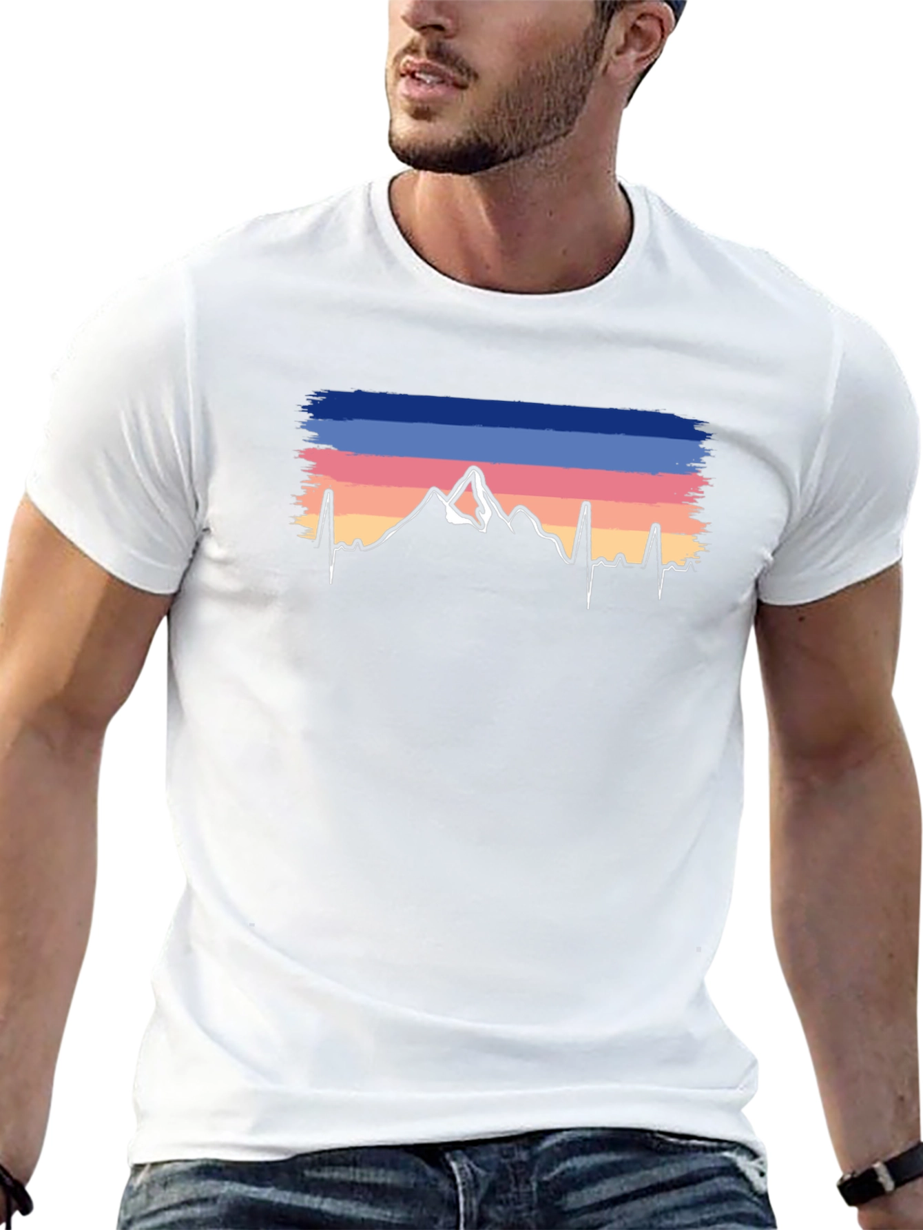 Mountain Peak Heartbeat Graphic Tee - Black