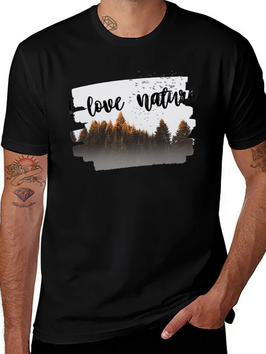 I Love Nature Graphic T-Shirt - Black Cotton Tee