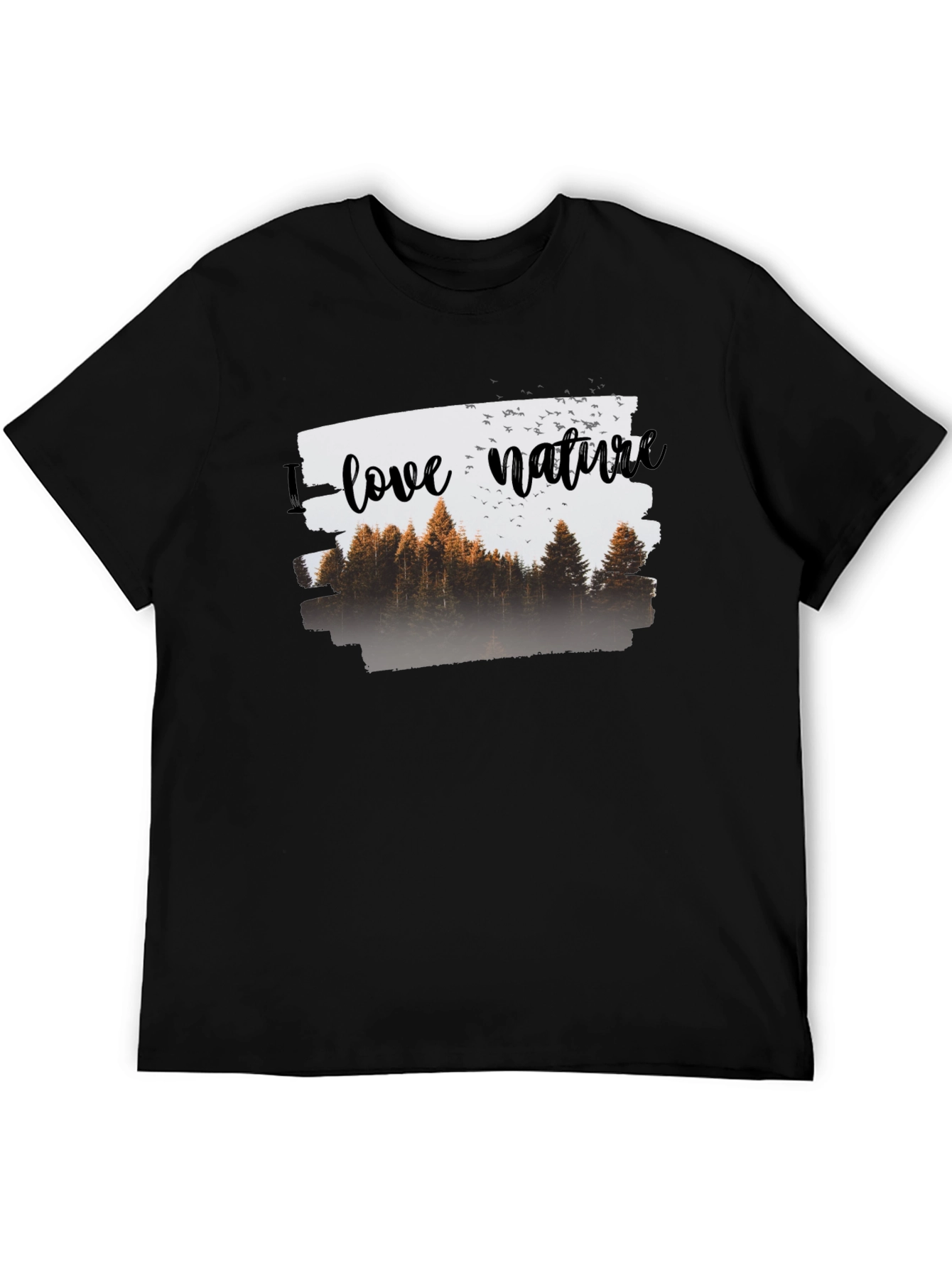 I Love Nature Graphic T-Shirt - Black Cotton Tee