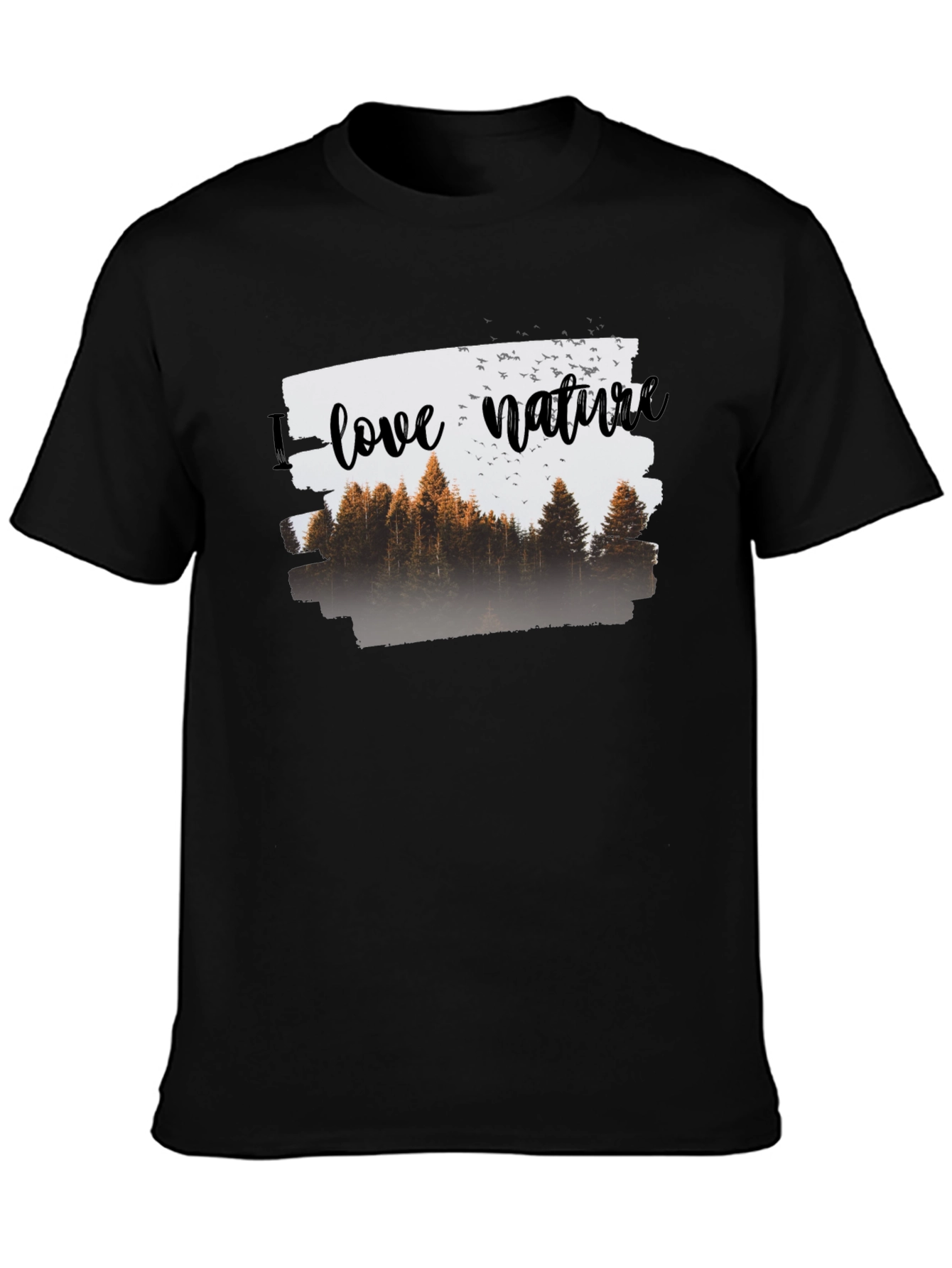 I Love Nature Graphic T-Shirt - Black Cotton Tee