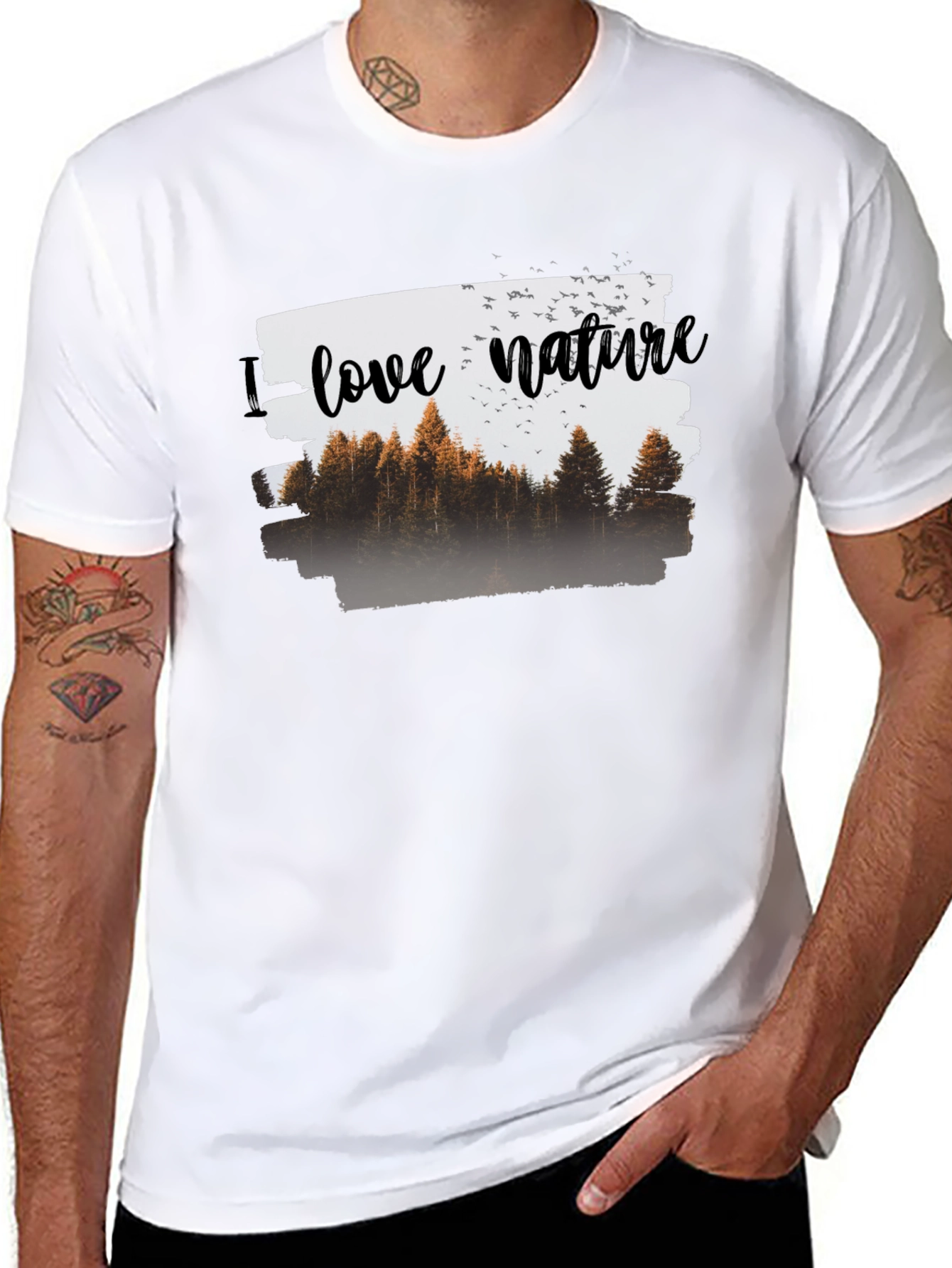I Love Nature Graphic T-Shirt - Black Cotton Tee