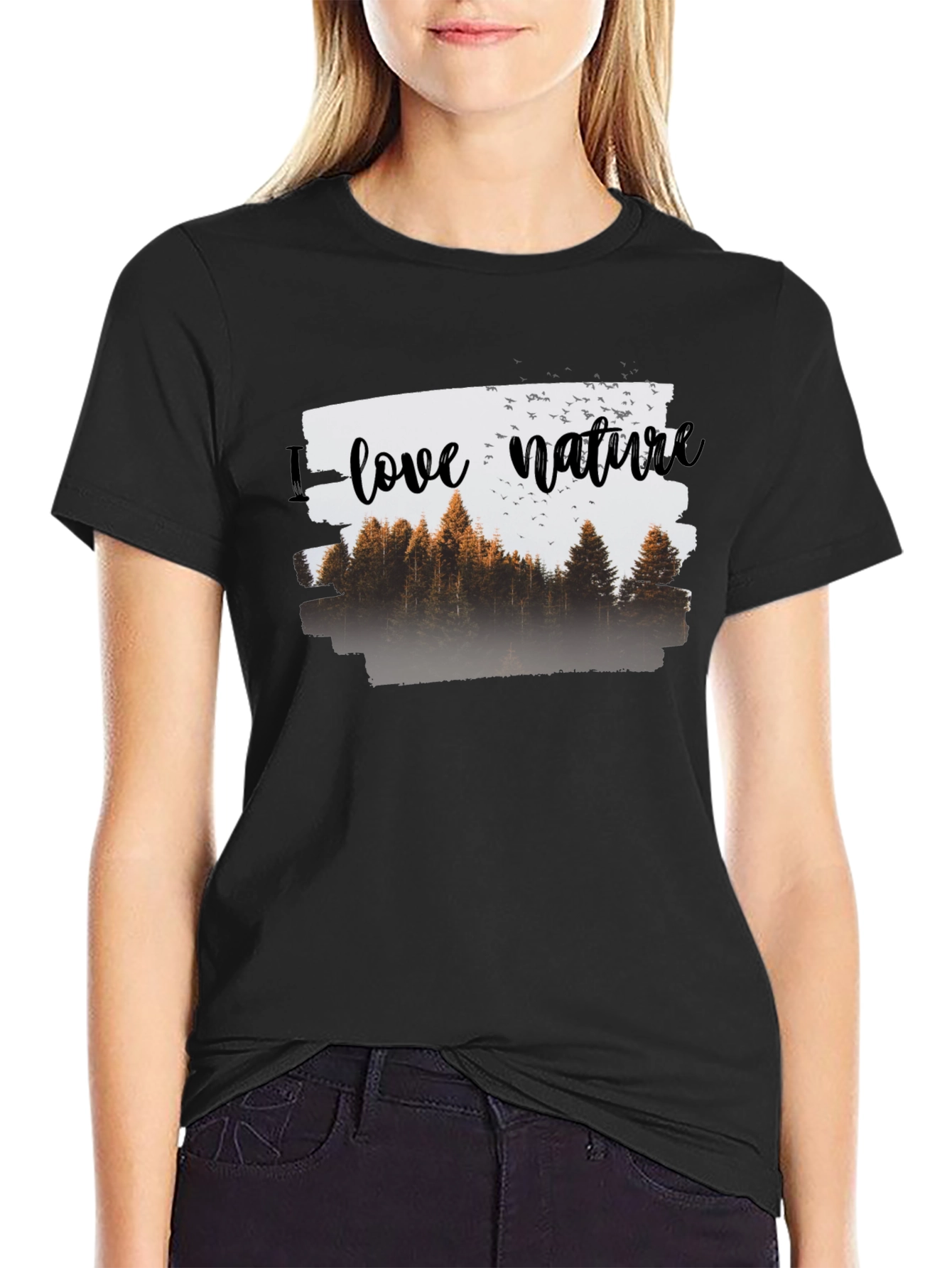 I Love Nature Graphic T-Shirt - Black Cotton Tee